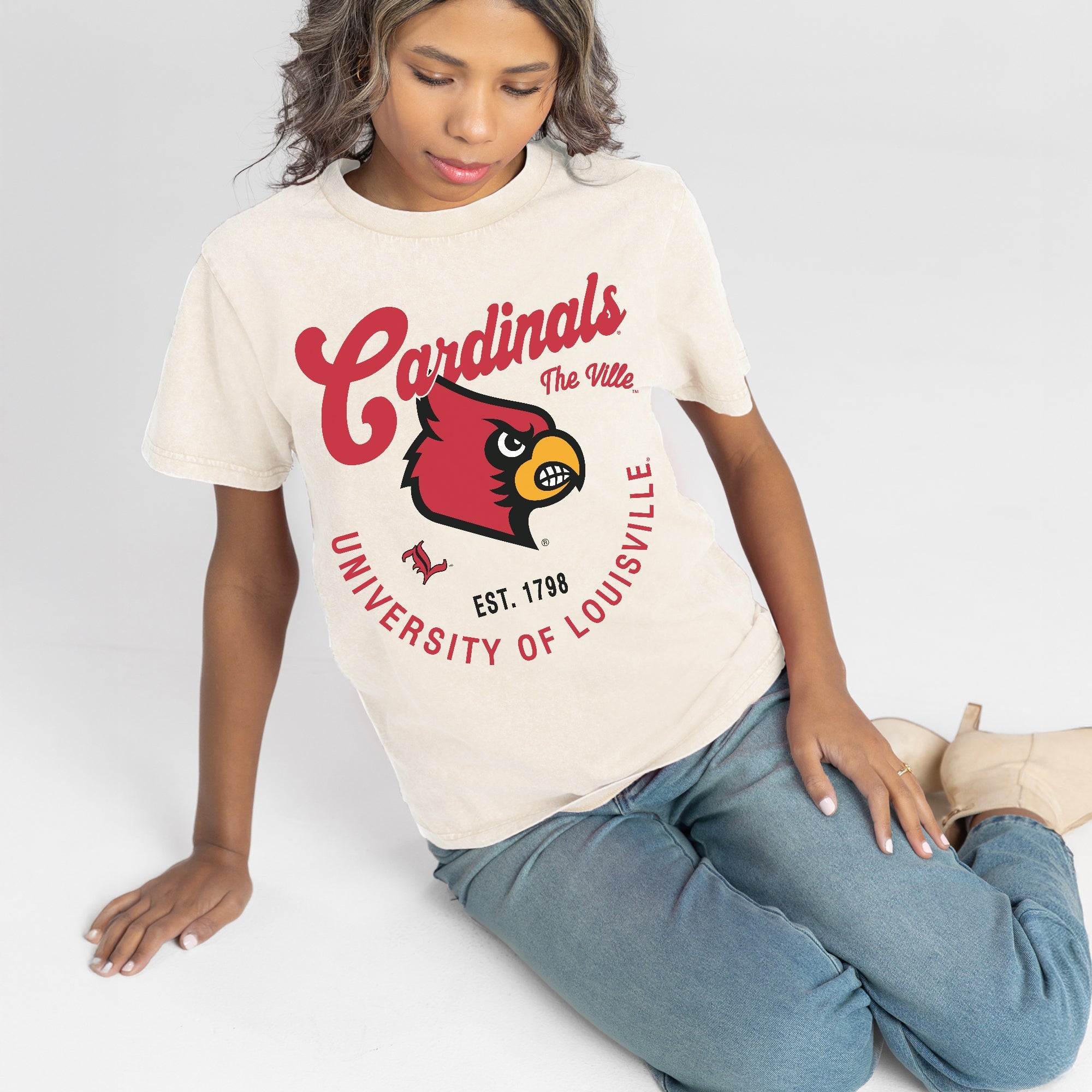 LOUISVILLE CARDINALS YOU KNOW OUR NAME CLASSIC FIT COTTON BLEND CREWNECK TEE
