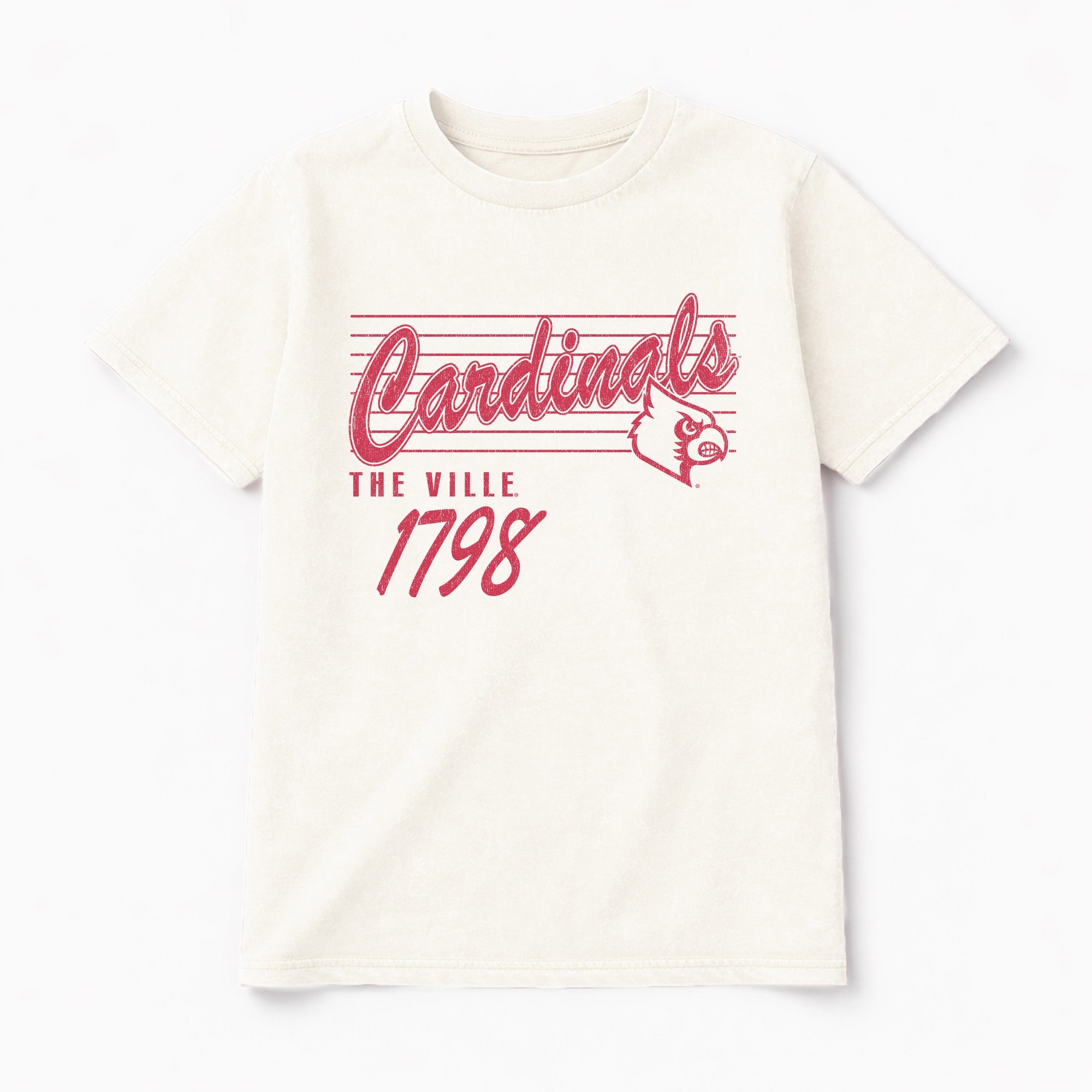 LOUISVILLE CARDINALS OLD SCHOOL CLASSIC FIT COTTON BLEND CREWNECK TEE