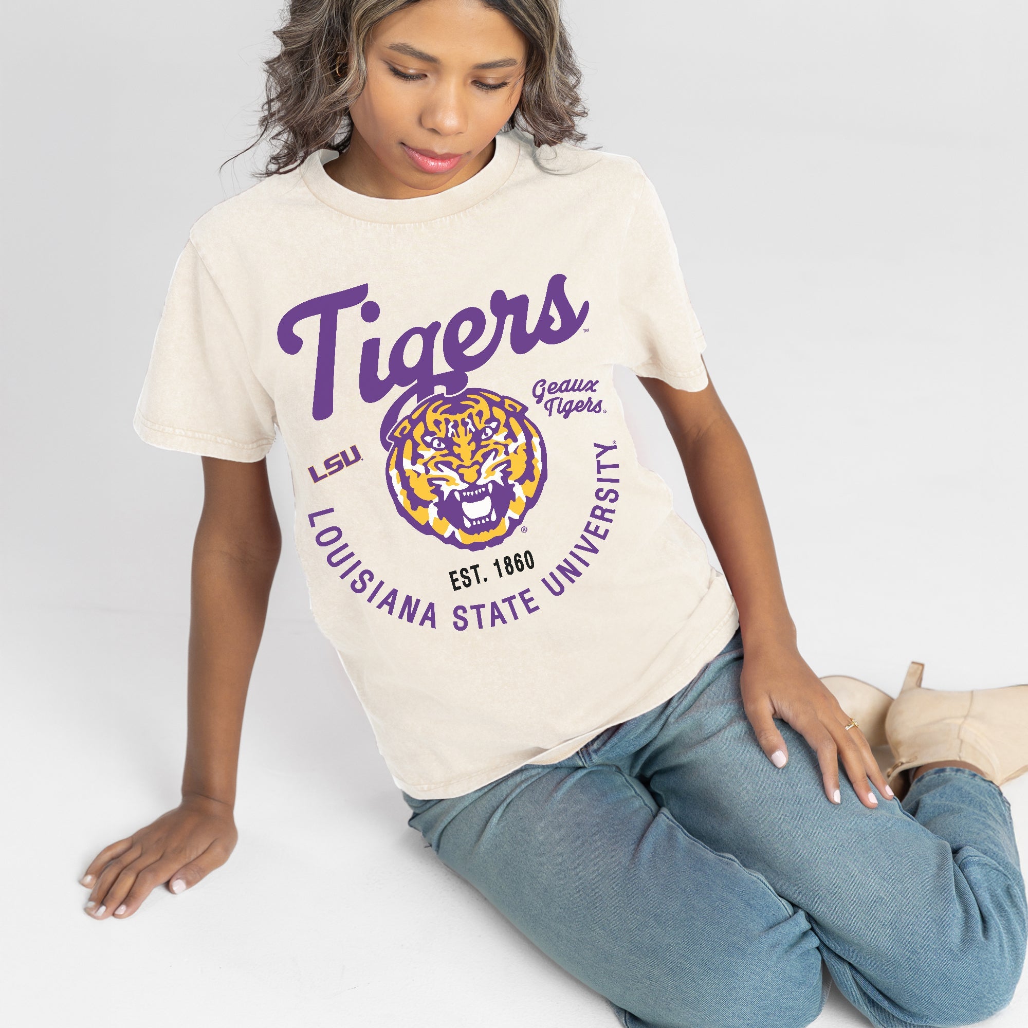 LSU TIGERS YOU KNOW OUR NAME CLASSIC FIT COTTON BLEND CREWNECK TEE