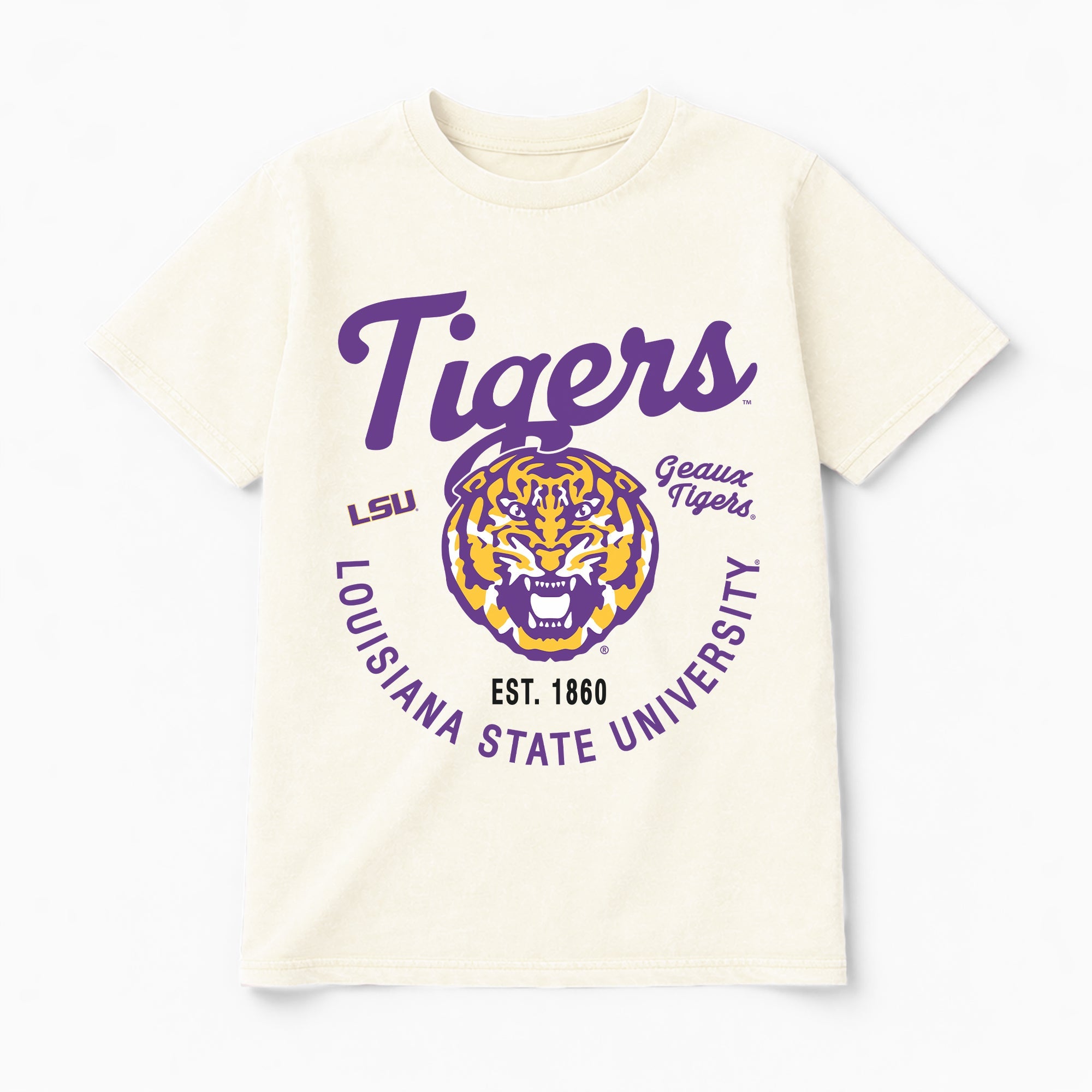 LSU TIGERS YOU KNOW OUR NAME CLASSIC FIT COTTON BLEND CREWNECK TEE