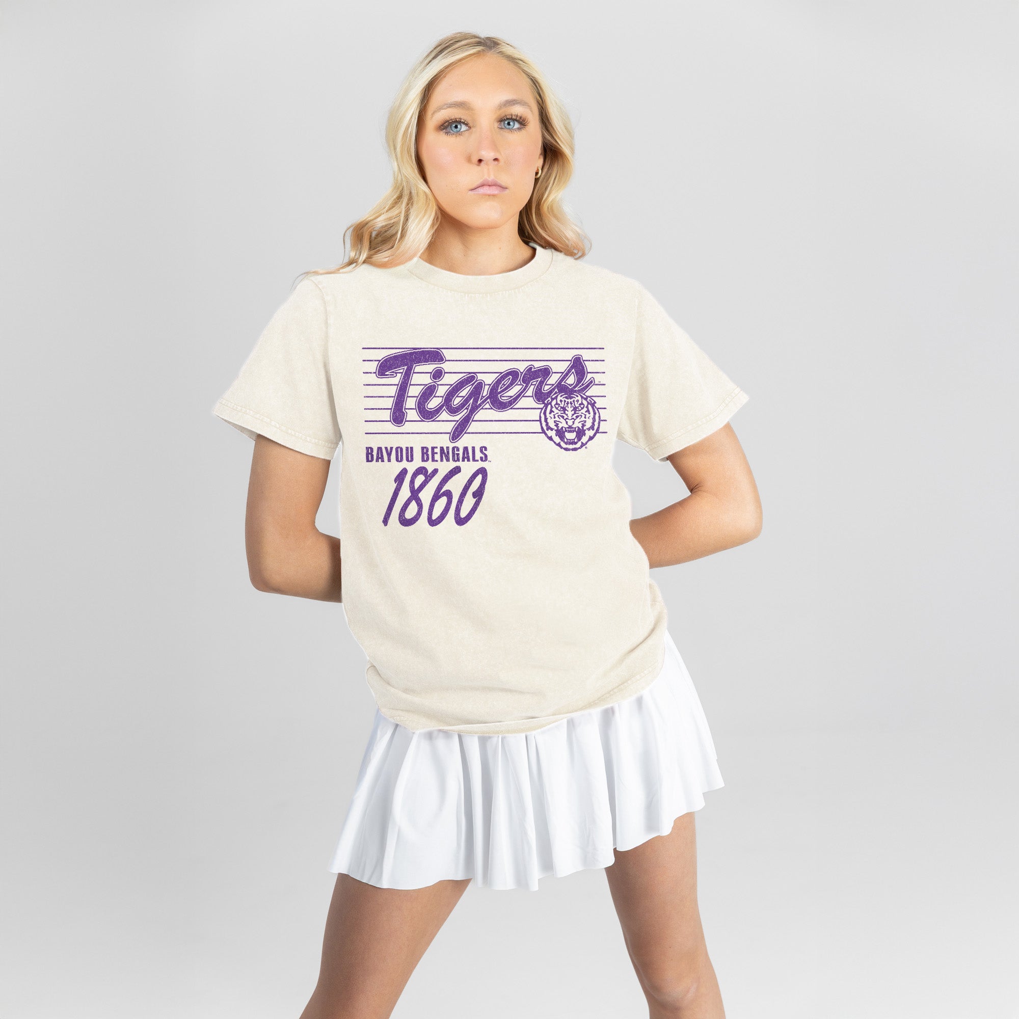 LSU TIGERS OLD SCHOOL CLASSIC FIT COTTON BLEND CREWNECK TEE