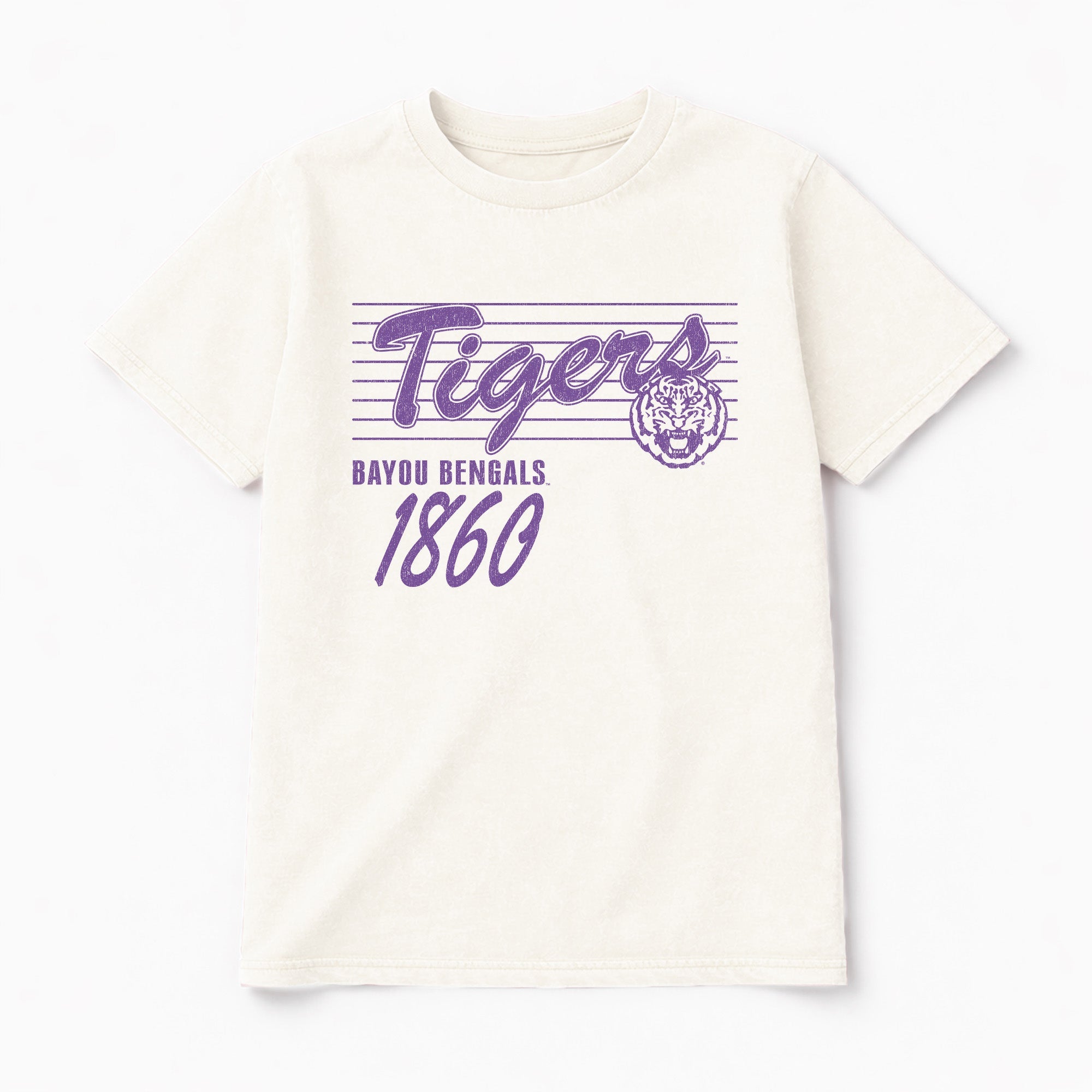 LSU TIGERS OLD SCHOOL CLASSIC FIT COTTON BLEND CREWNECK TEE