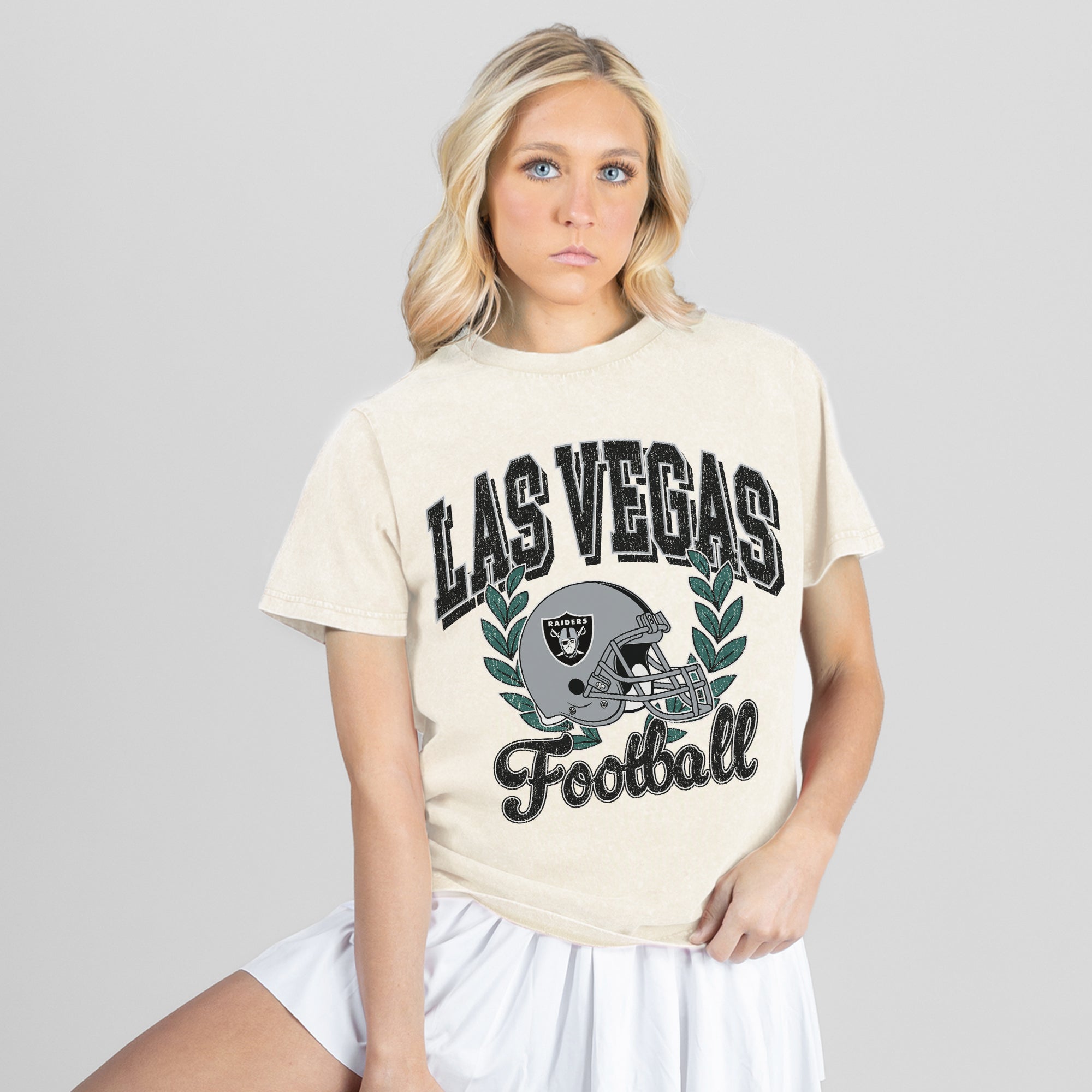 LAS VEGAS RAIDERS RAISED ON VICTORY CLASSIC FIT COTTON BLEND CREWNECK TEE