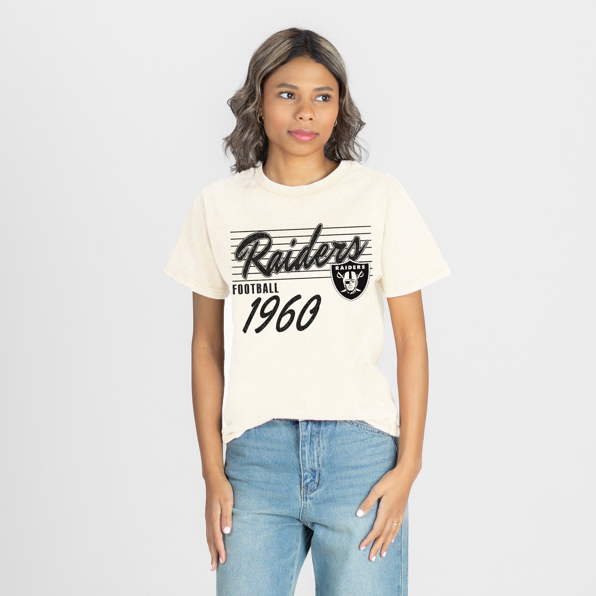 LAS VEGAS RAIDERS OLD SCHOOL CLASSIC FIT COTTON BLEND CREWNECK TEE