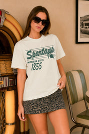 MICHIGAN STATE SPARTANS OLD SCHOOL CLASSIC FIT COTTON BLEND CREWNECK TEE