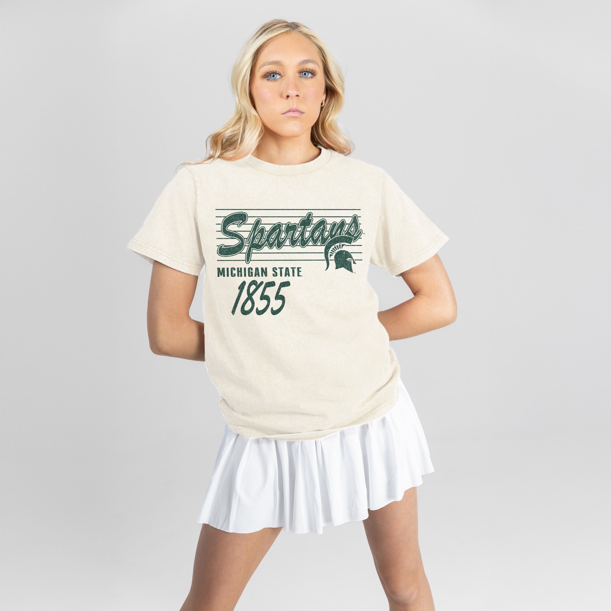 MICHIGAN STATE SPARTANS OLD SCHOOL CLASSIC FIT COTTON BLEND CREWNECK TEE
