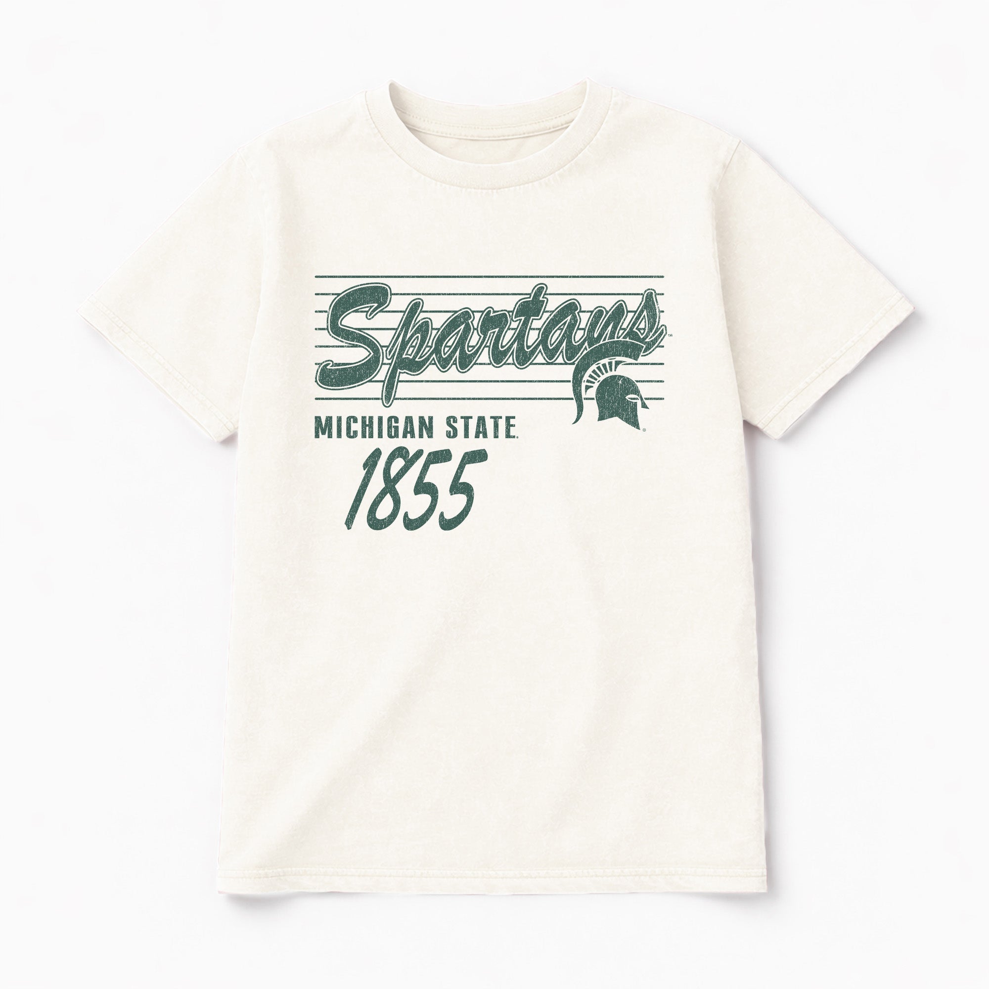 MICHIGAN STATE SPARTANS OLD SCHOOL CLASSIC FIT COTTON BLEND CREWNECK TEE