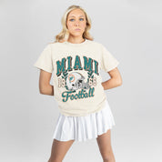MIAMI DOLPHINS RAISED ON VICTORY CLASSIC FIT COTTON BLEND CREWNECK TEE