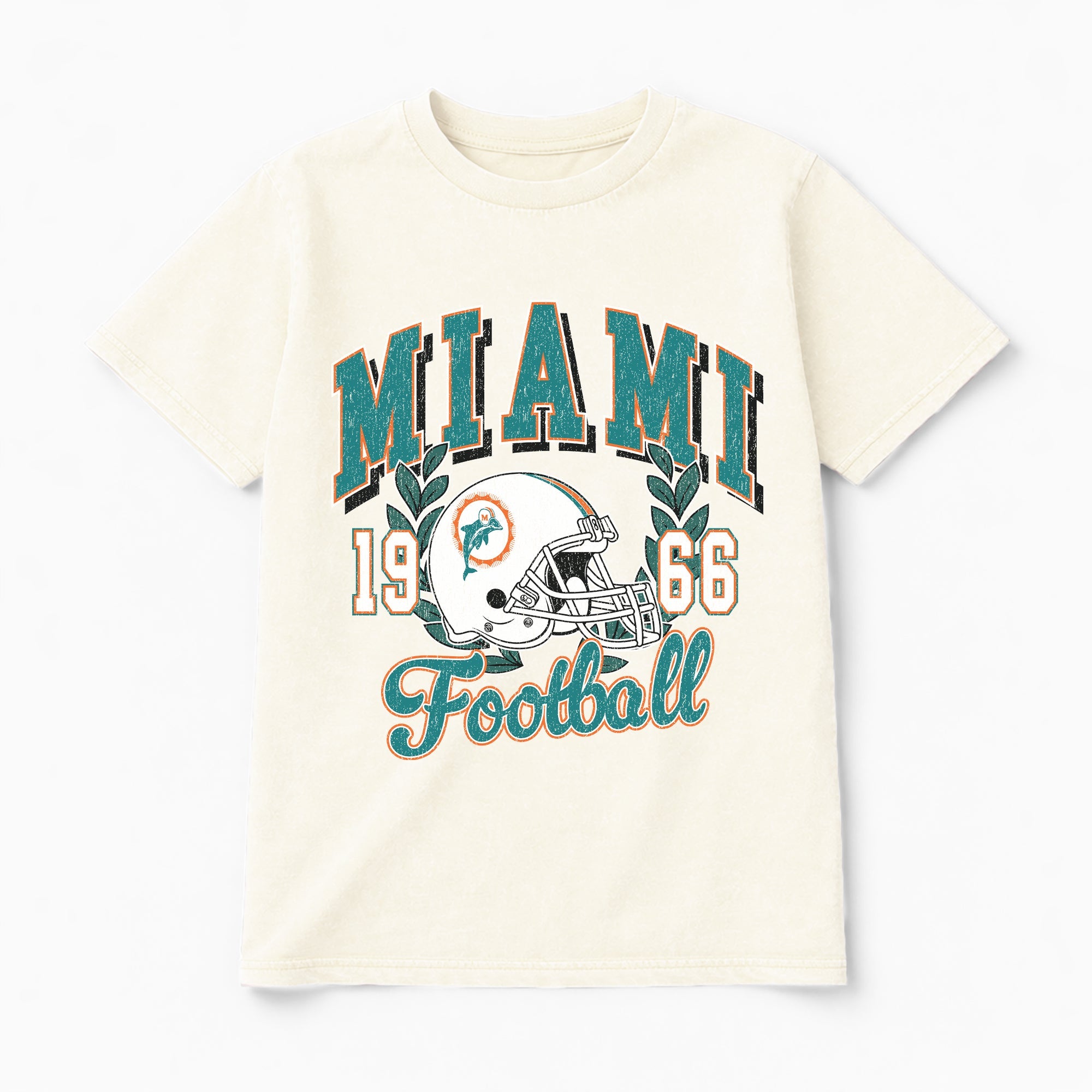 MIAMI DOLPHINS RAISED ON VICTORY CLASSIC FIT COTTON BLEND CREWNECK TEE