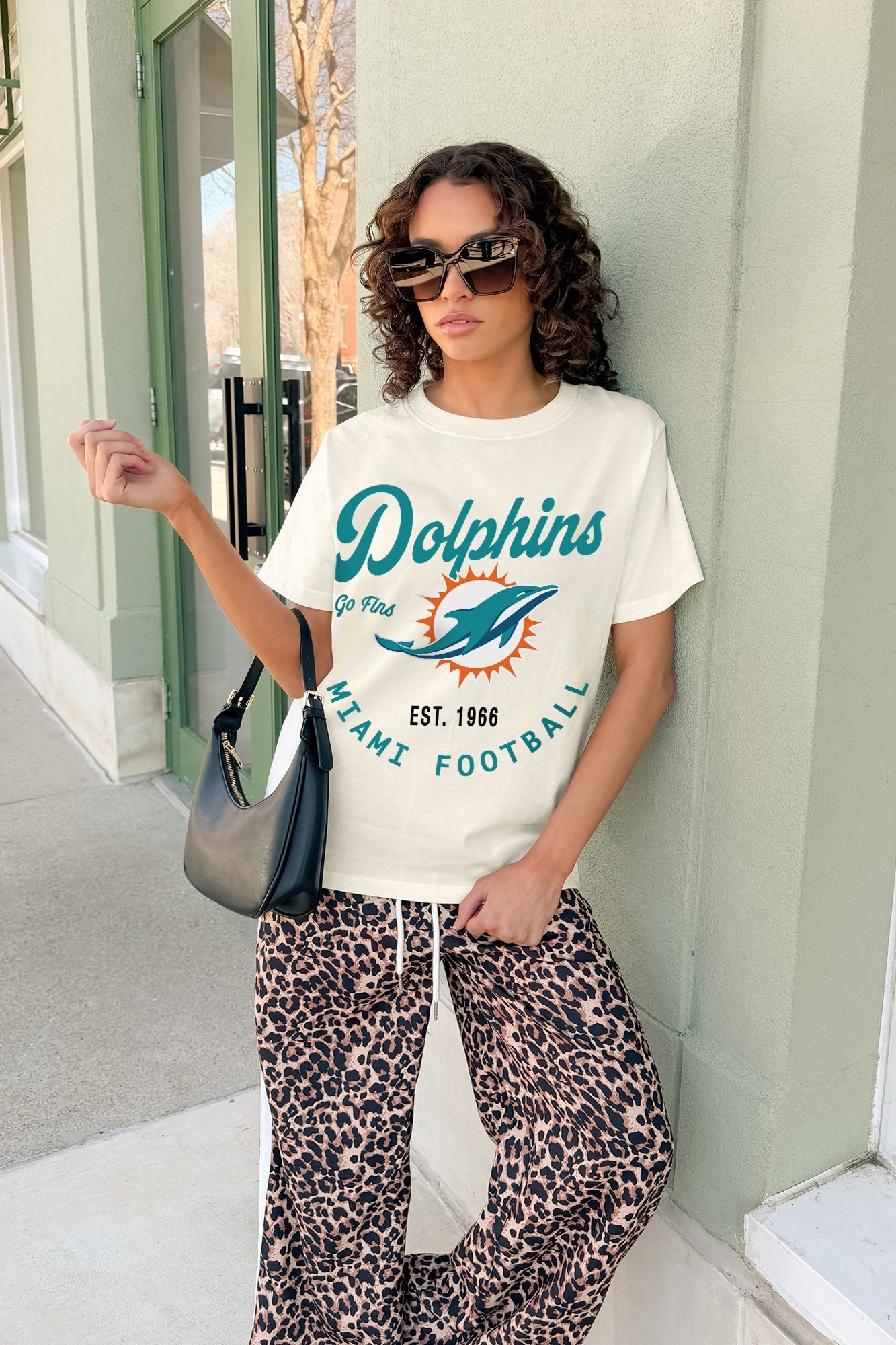 MIAMI DOLPHINS YOU KNOW OUR NAME CLASSIC FIT COTTON BLEND CREWNECK TEE