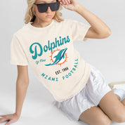MIAMI DOLPHINS YOU KNOW OUR NAME CLASSIC FIT COTTON BLEND CREWNECK TEE