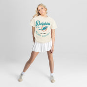 MIAMI DOLPHINS YOU KNOW OUR NAME CLASSIC FIT COTTON BLEND CREWNECK TEE
