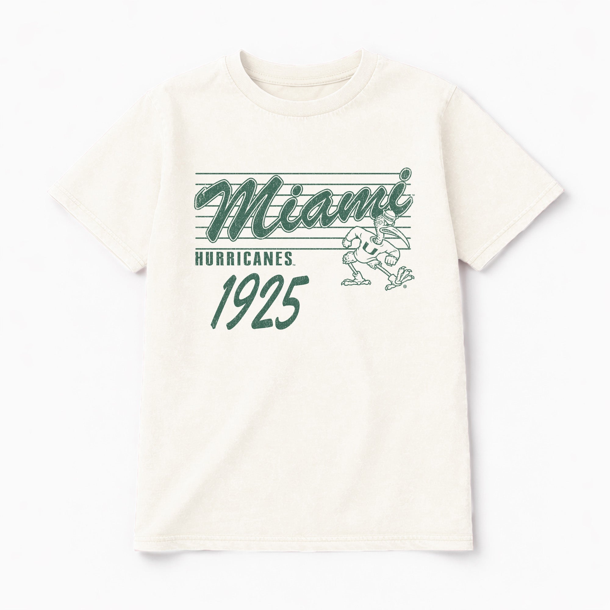 MIAMI HURRICANES OLD SCHOOL CLASSIC FIT COTTON BLEND CREWNECK TEE