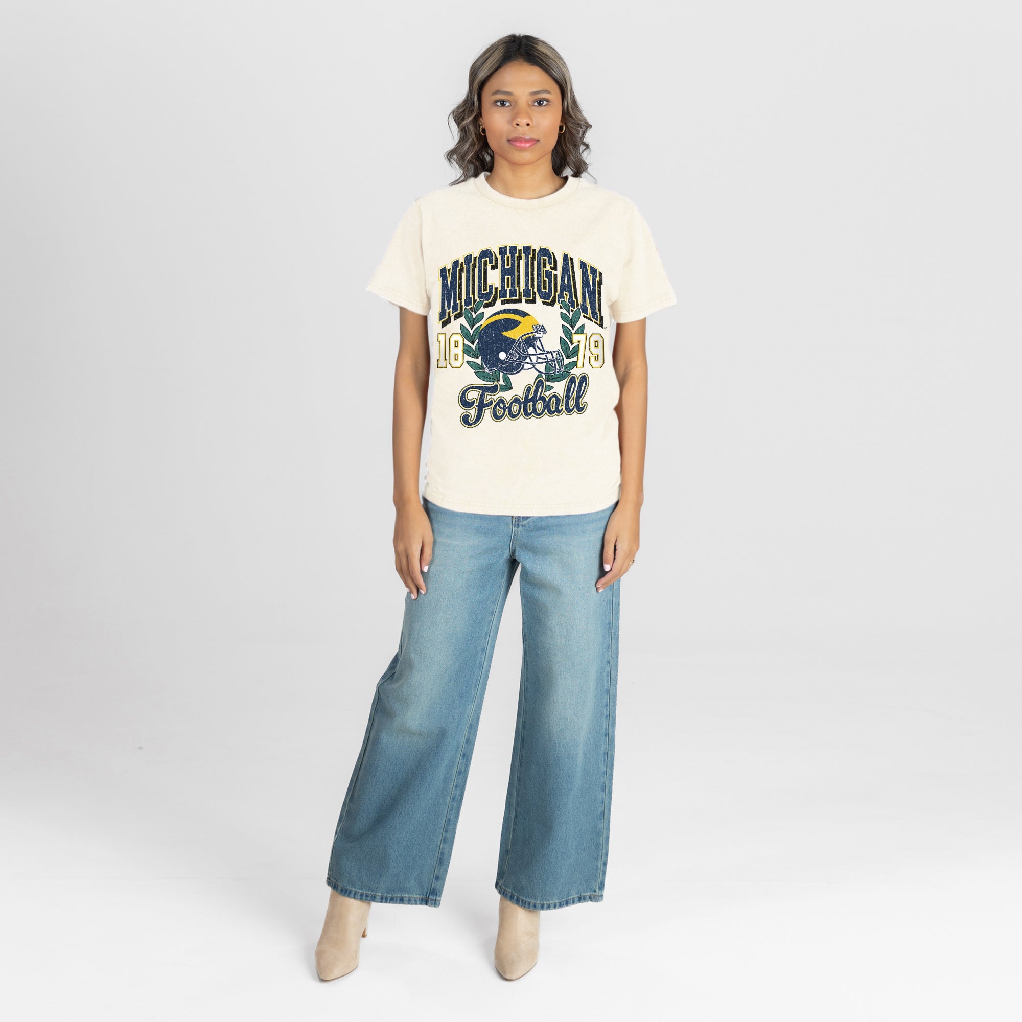 MICHIGAN WOLVERINES RAISED ON VICTORY CLASSIC FIT COTTON BLEND CREWNECK TEE