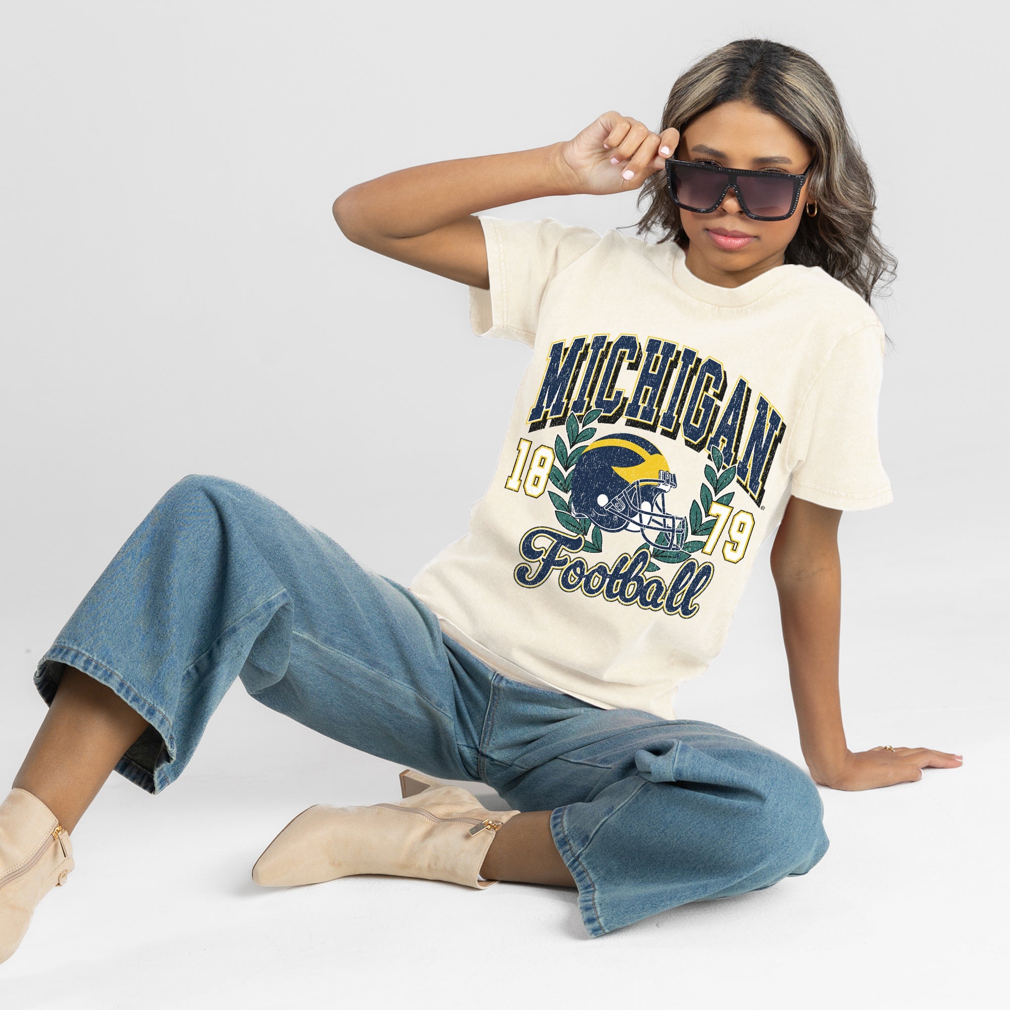 MICHIGAN WOLVERINES RAISED ON VICTORY CLASSIC FIT COTTON BLEND CREWNECK TEE