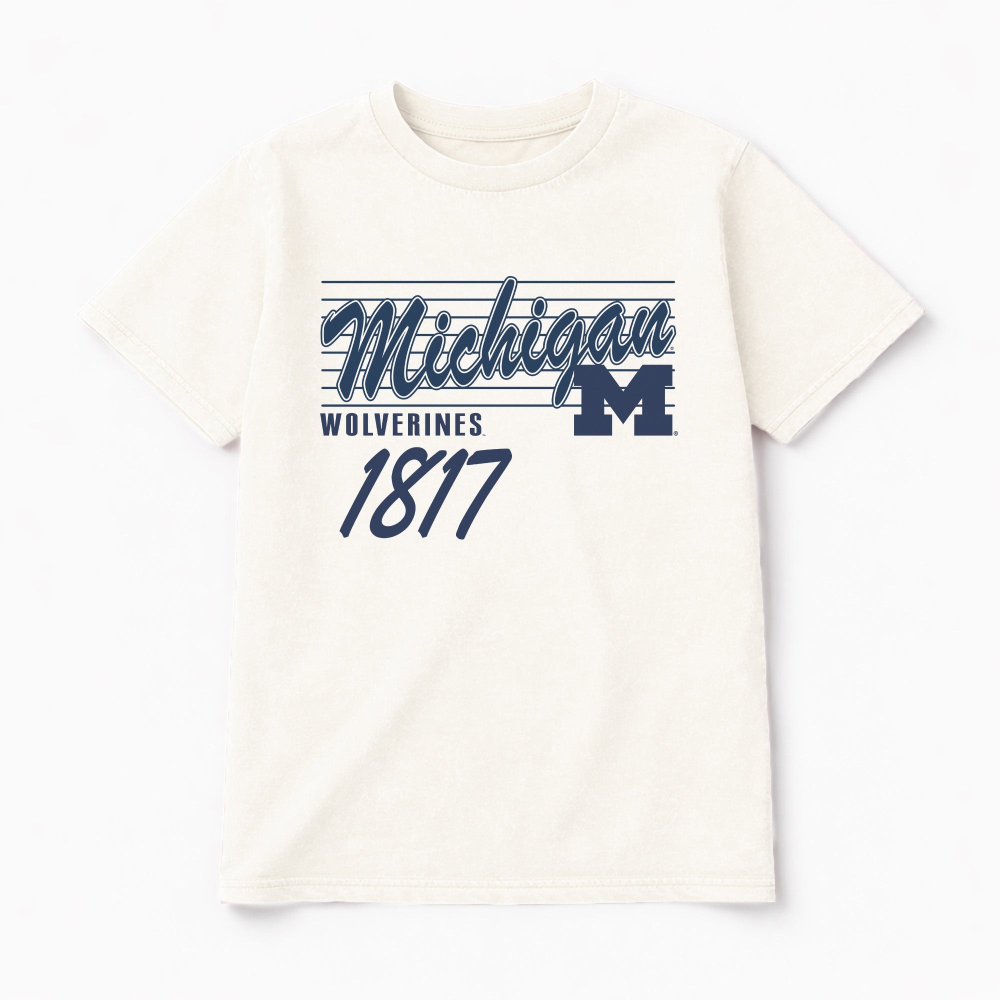 MICHIGAN WOLVERINES OLD SCHOOL CLASSIC FIT COTTON BLEND CREWNECK TEE
