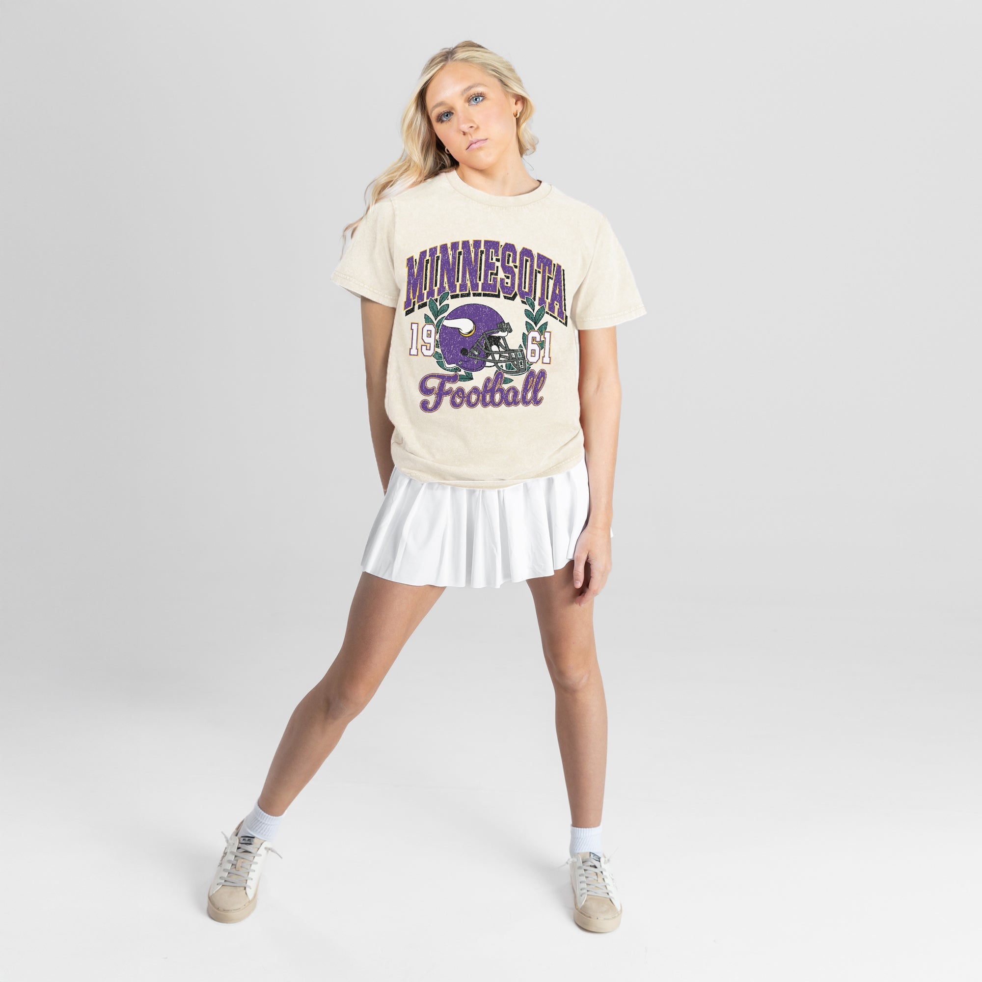 MINNESOTA VIKINGS RAISED ON VICTORY CLASSIC FIT COTTON BLEND CREWNECK TEE