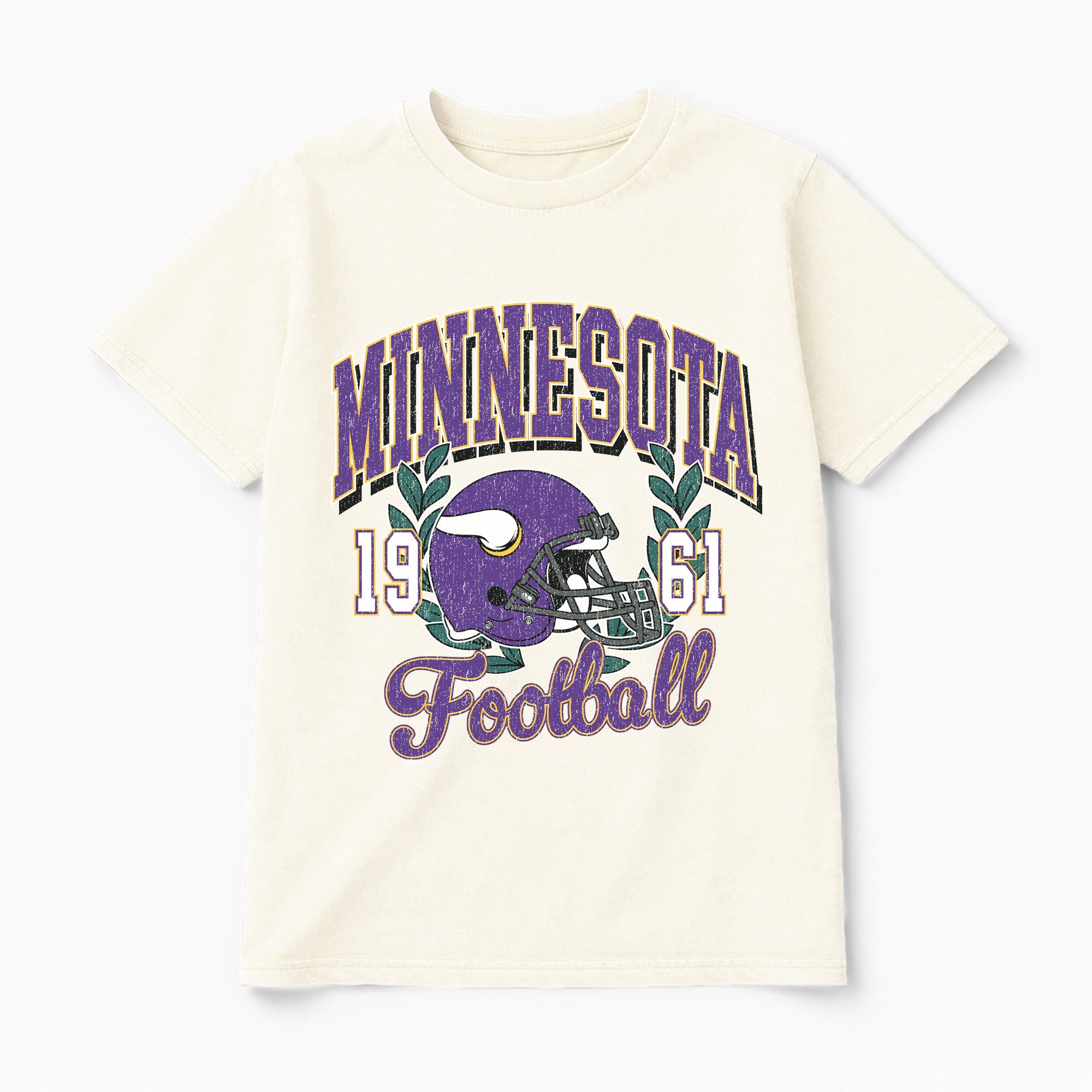 MINNESOTA VIKINGS RAISED ON VICTORY CLASSIC FIT COTTON BLEND CREWNECK TEE