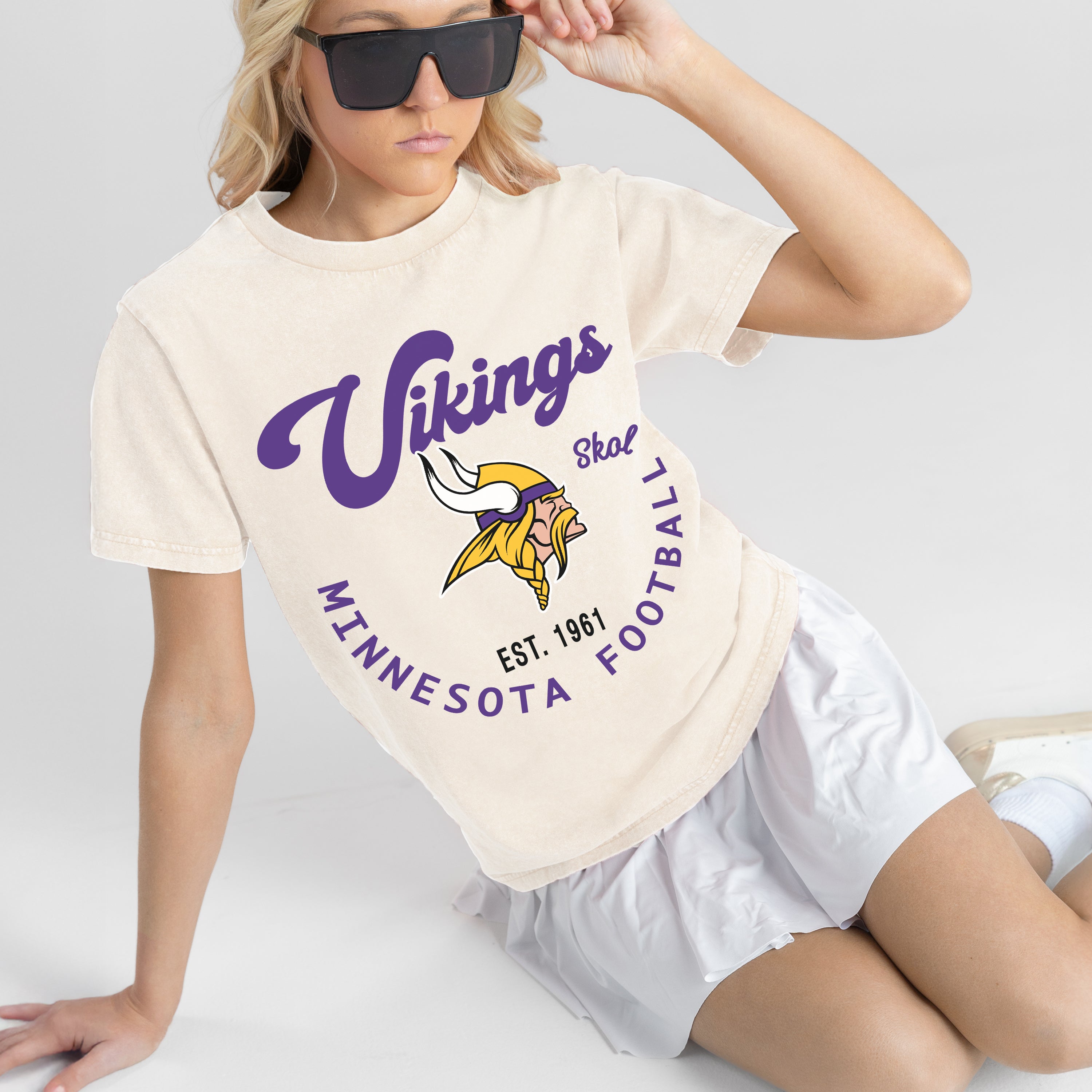 MINNESOTA VIKINGS YOU KNOW OUR NAME CLASSIC FIT COTTON BLEND CREWNECK TEE