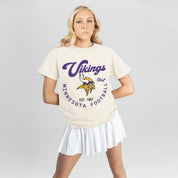 MINNESOTA VIKINGS YOU KNOW OUR NAME CLASSIC FIT COTTON BLEND CREWNECK TEE