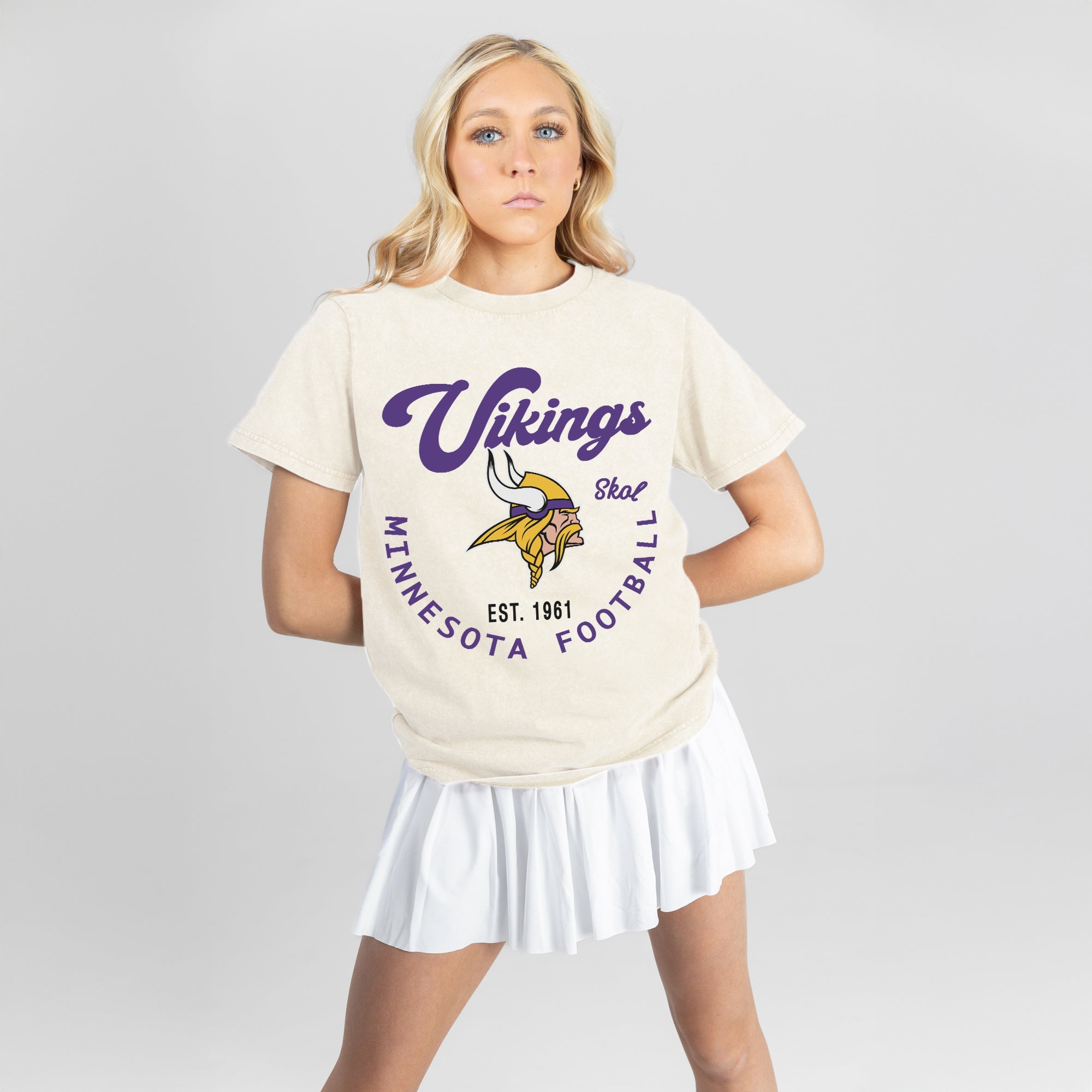 MINNESOTA VIKINGS YOU KNOW OUR NAME CLASSIC FIT COTTON BLEND CREWNECK TEE