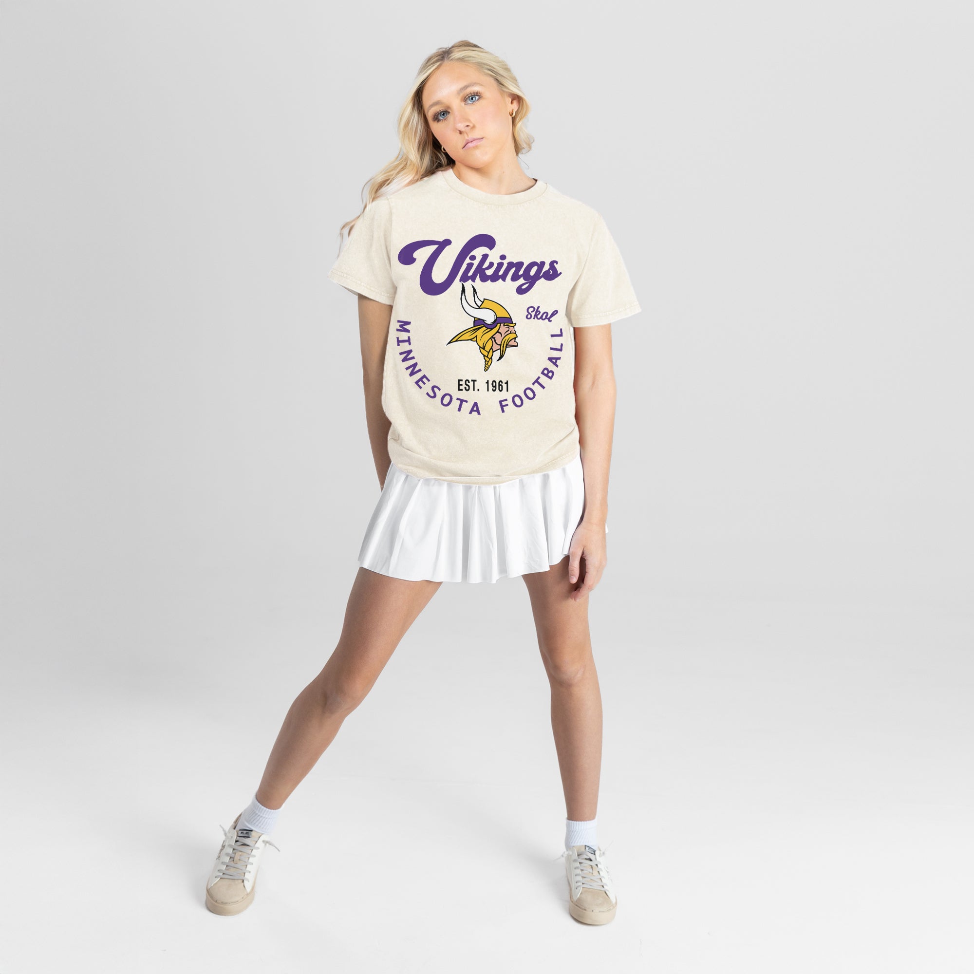 MINNESOTA VIKINGS YOU KNOW OUR NAME CLASSIC FIT COTTON BLEND CREWNECK TEE