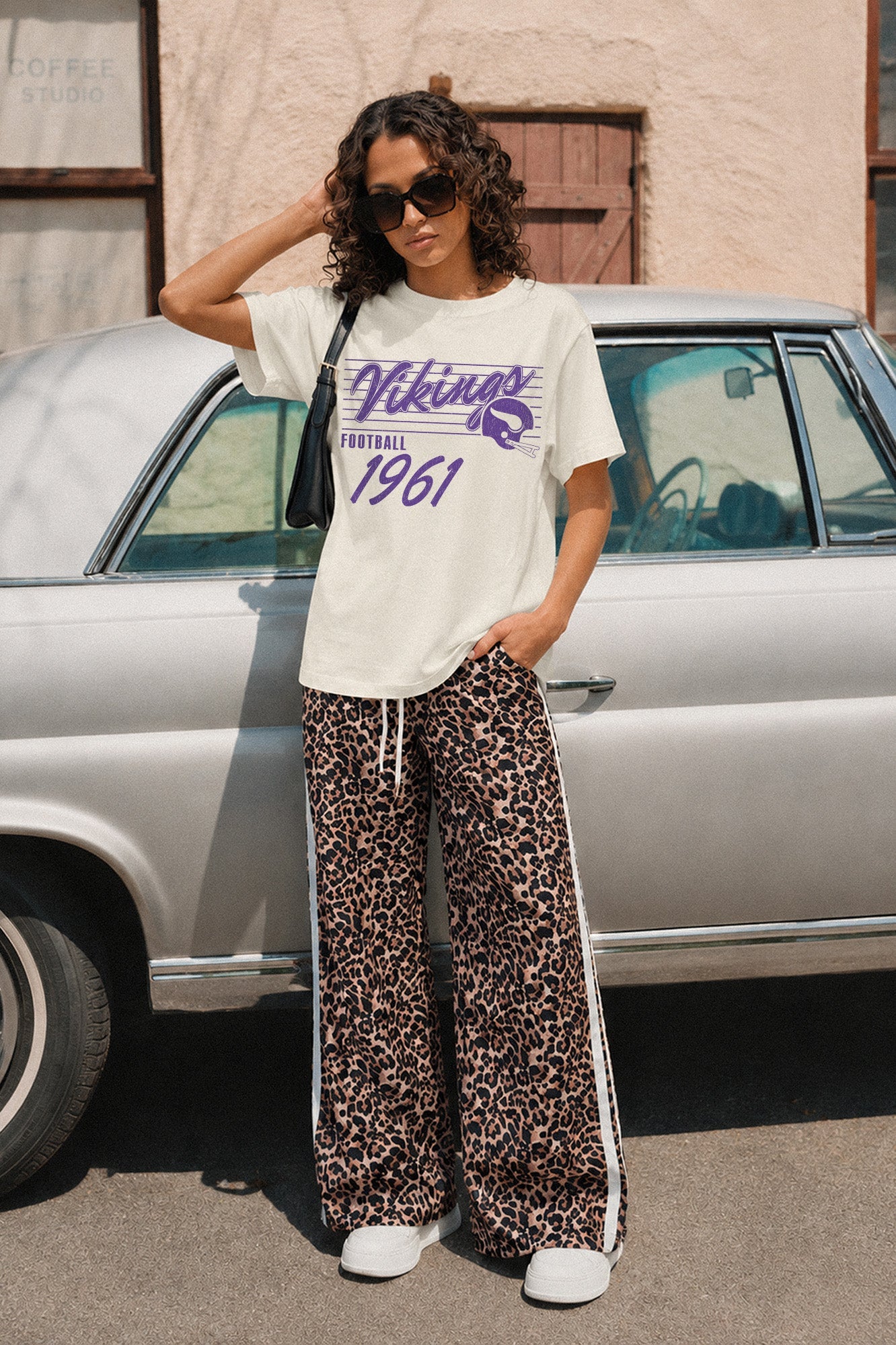MINNESOTA VIKINGS OLD SCHOOL CLASSIC FIT COTTON BLEND CREWNECK TEE