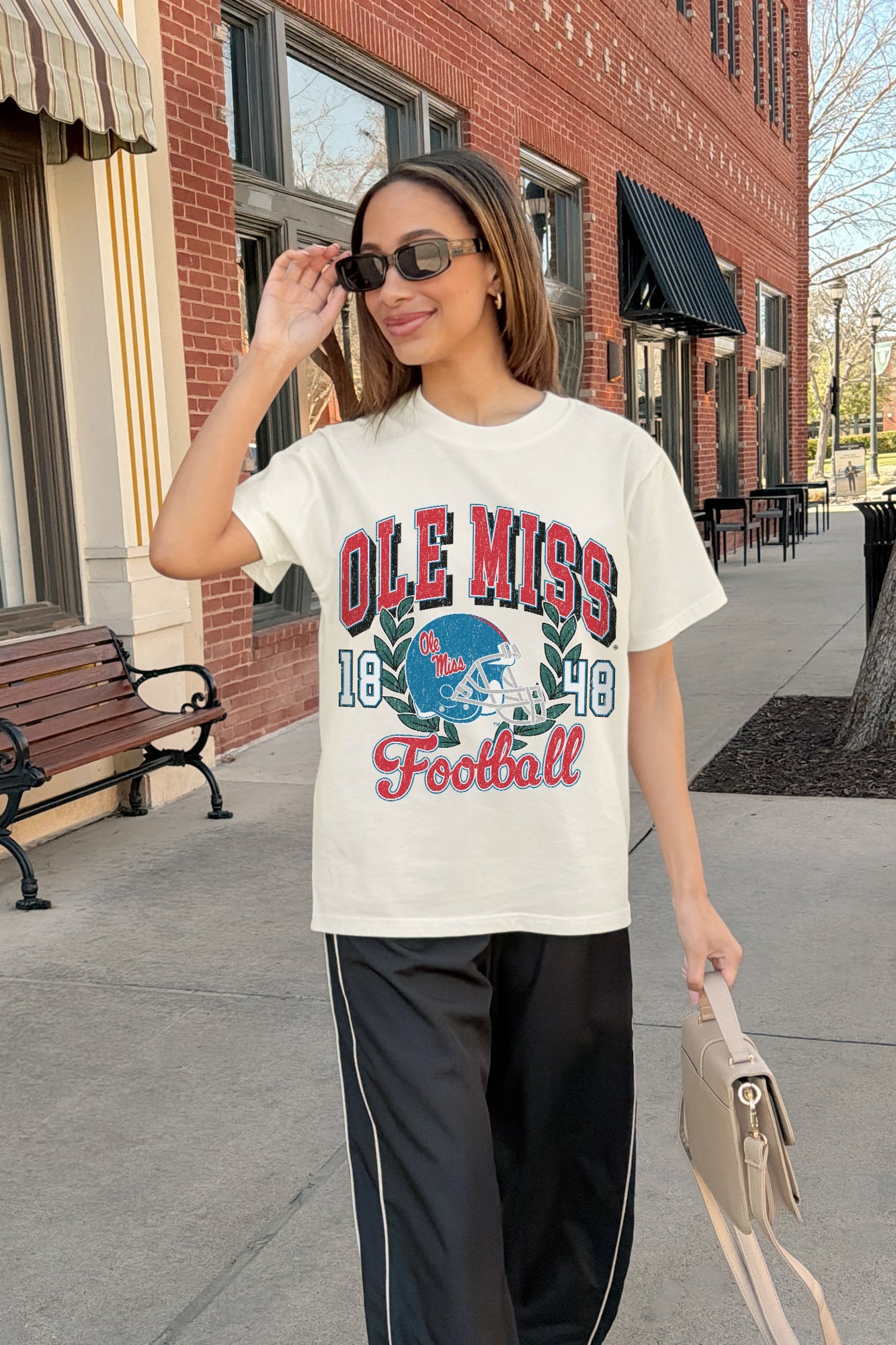 OLE MISS REBELS RAISED ON VICTORY CLASSIC FIT COTTON BLEND CREWNECK TEE