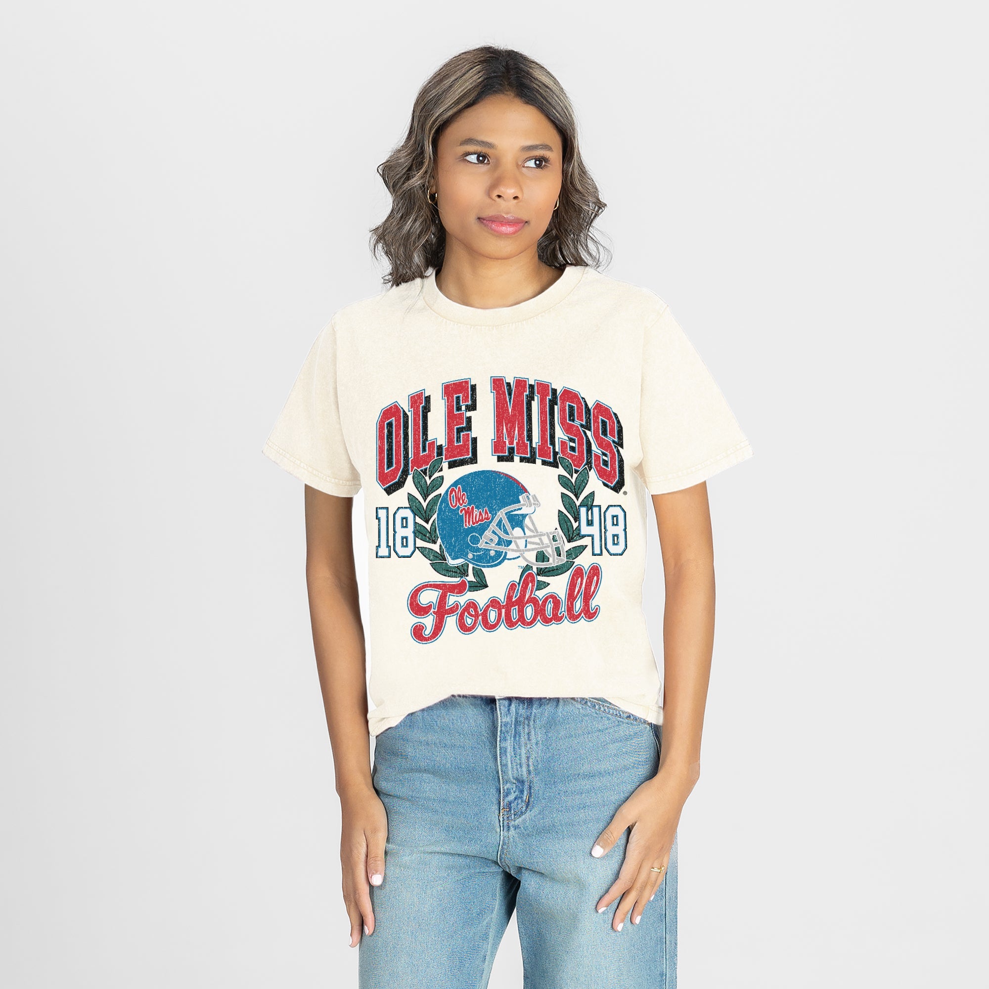 OLE MISS REBELS RAISED ON VICTORY CLASSIC FIT COTTON BLEND CREWNECK TEE