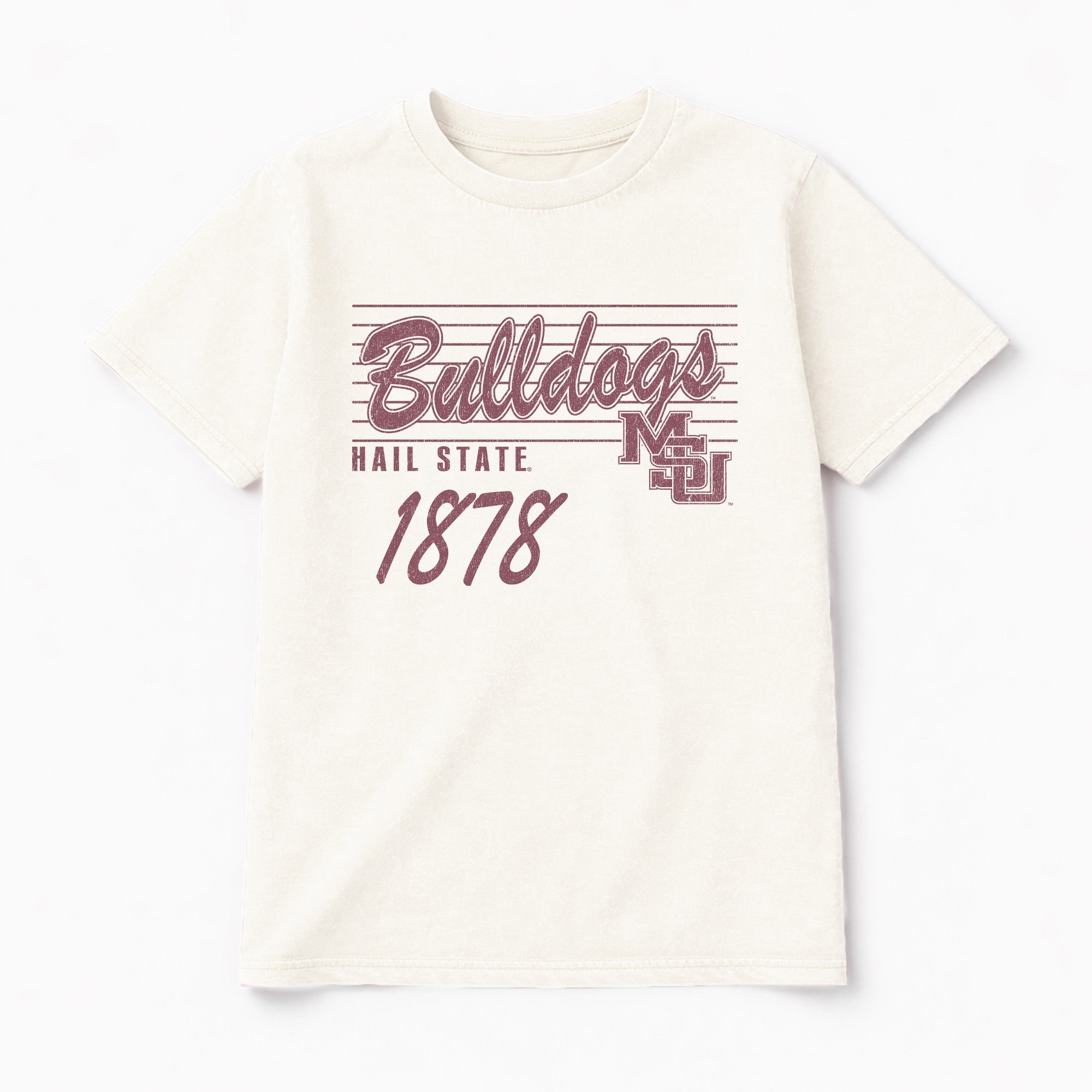 MISSISSIPPI STATE BULLDOGS OLD SCHOOL CLASSIC FIT COTTON BLEND CREWNECK TEE