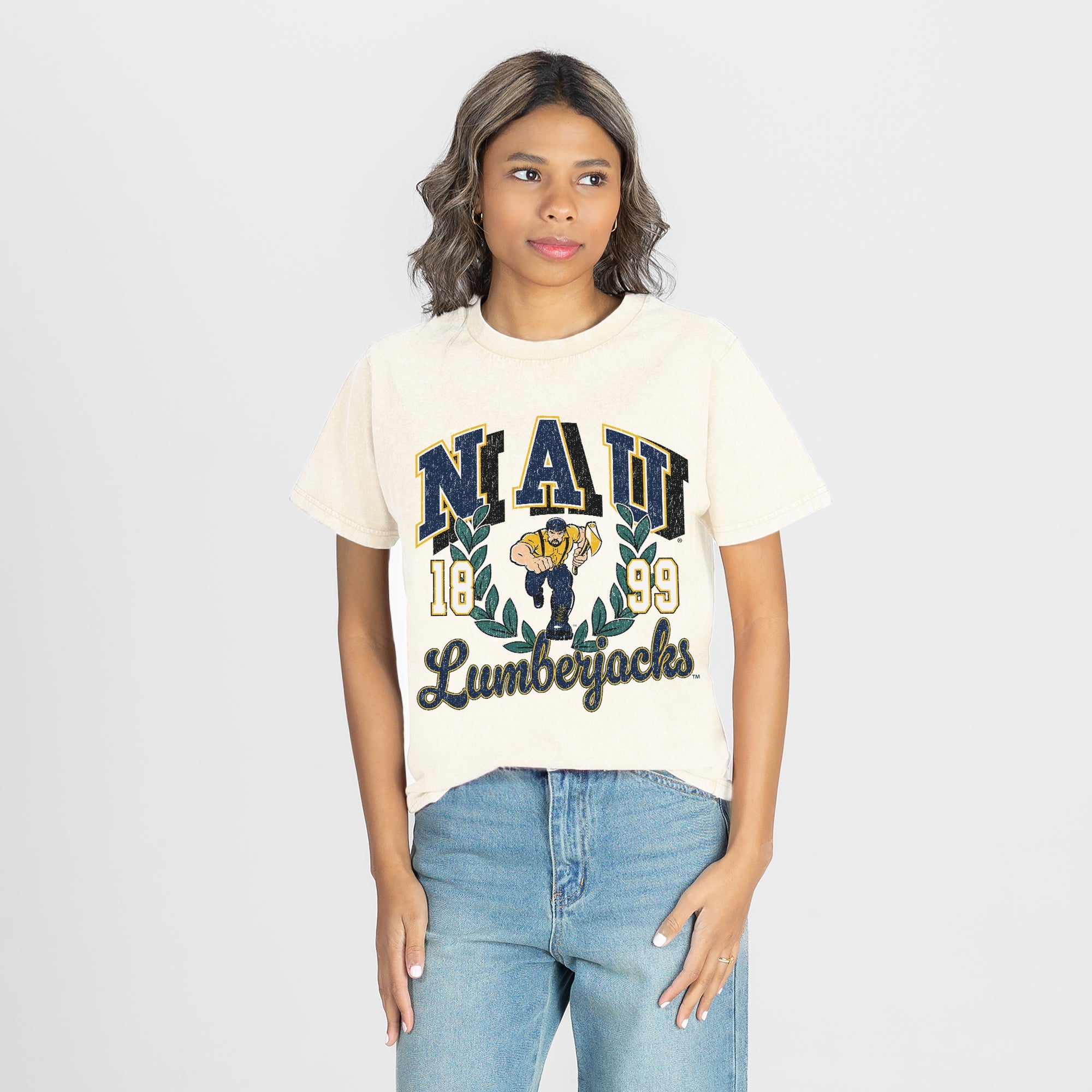 NORTHERN ARIZONA LUMBERJACKS RAISED ON VICTORY CLASSIC FIT COTTON BLEND CREWNECK TEE