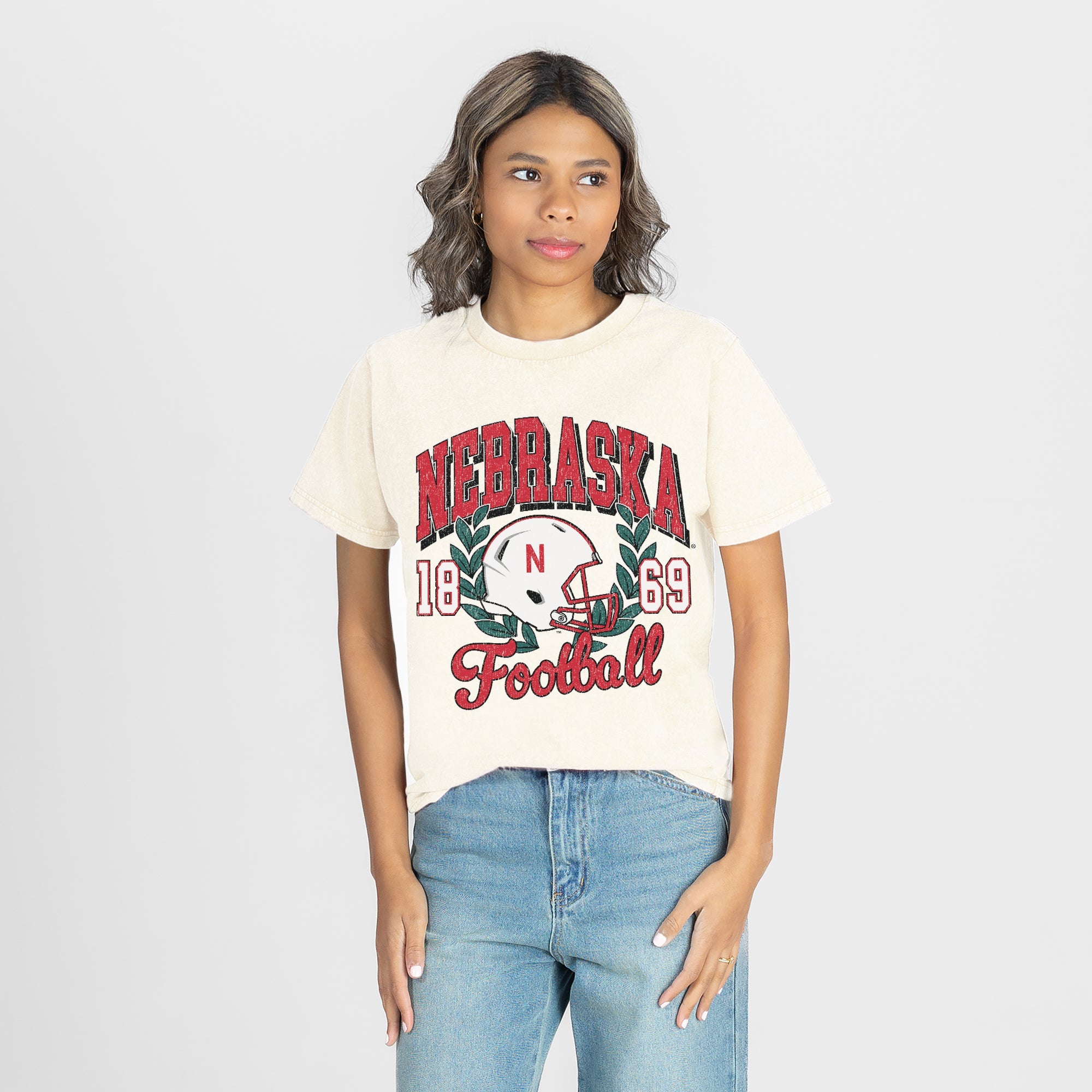 NEBRASKA CORNHUSKERS RAISED ON VICTORY CLASSIC FIT COTTON BLEND CREWNECK TEE