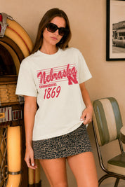 NEBRASKA CORNHUSKERS OLD SCHOOL CLASSIC FIT COTTON BLEND CREWNECK TEE