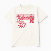 NEBRASKA CORNHUSKERS OLD SCHOOL CLASSIC FIT COTTON BLEND CREWNECK TEE