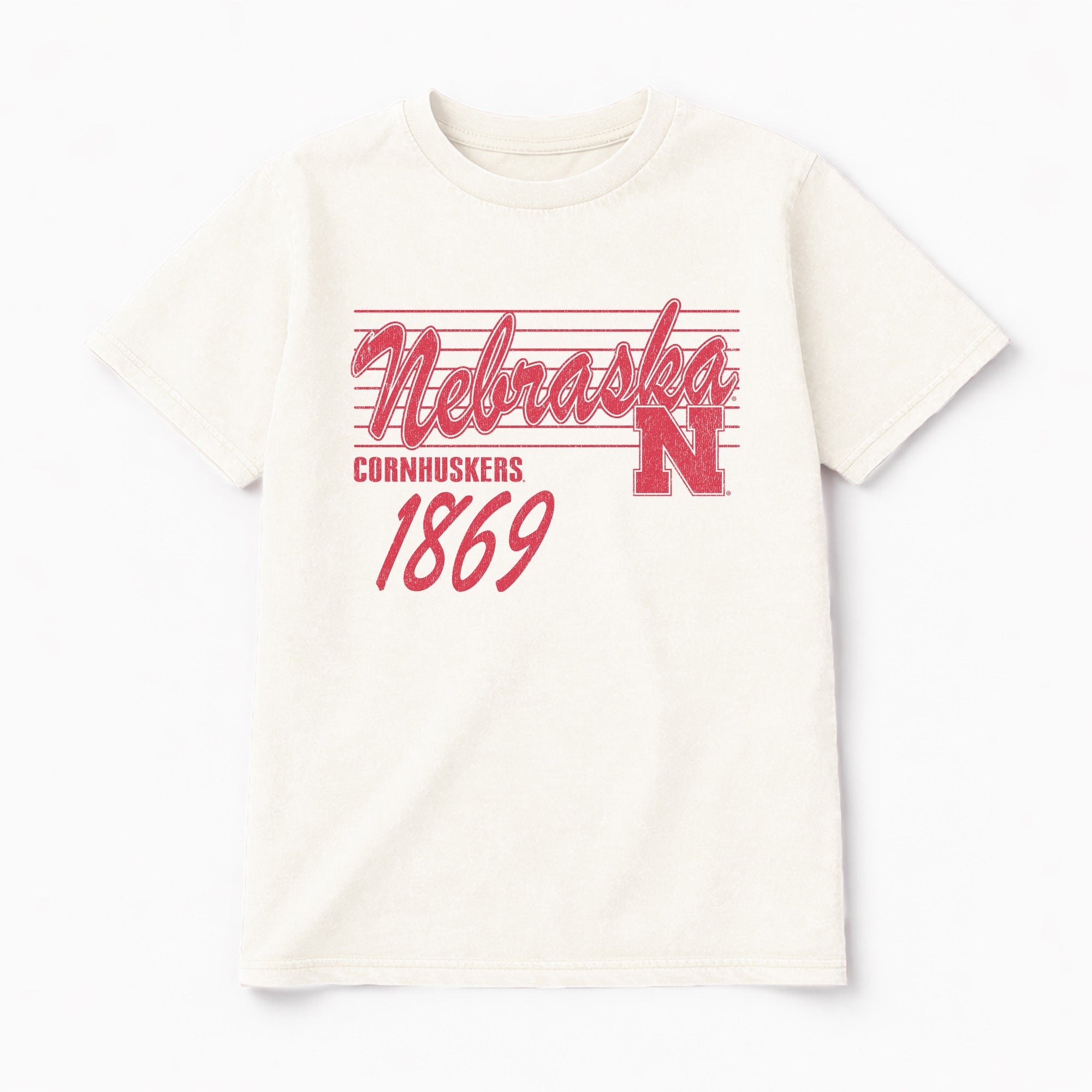 NEBRASKA CORNHUSKERS OLD SCHOOL CLASSIC FIT COTTON BLEND CREWNECK TEE