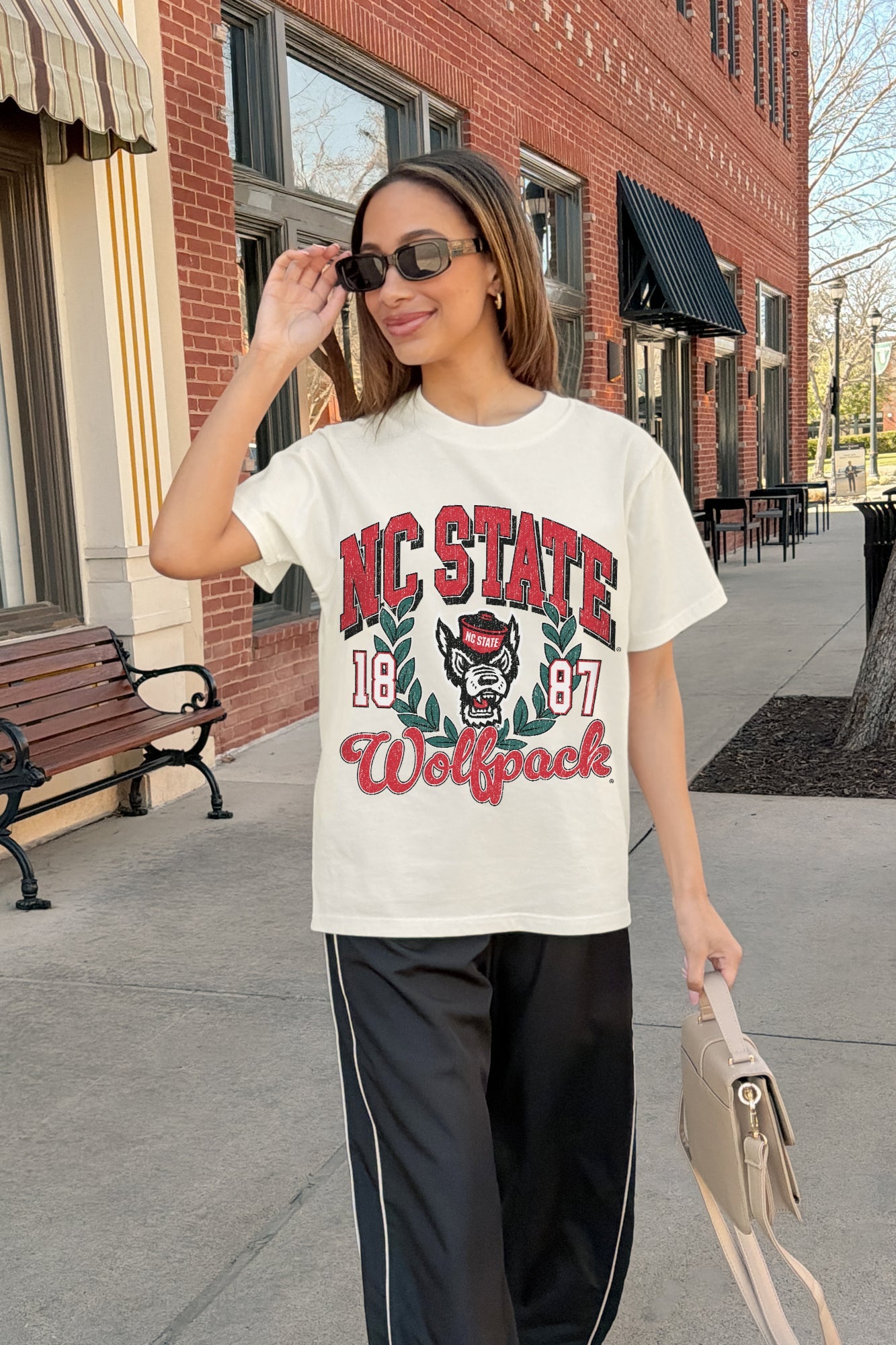 NORTH CAROLINA STATE WOLFPACK RAISED ON VICTORY CLASSIC FIT COTTON BLEND CREWNECK TEE