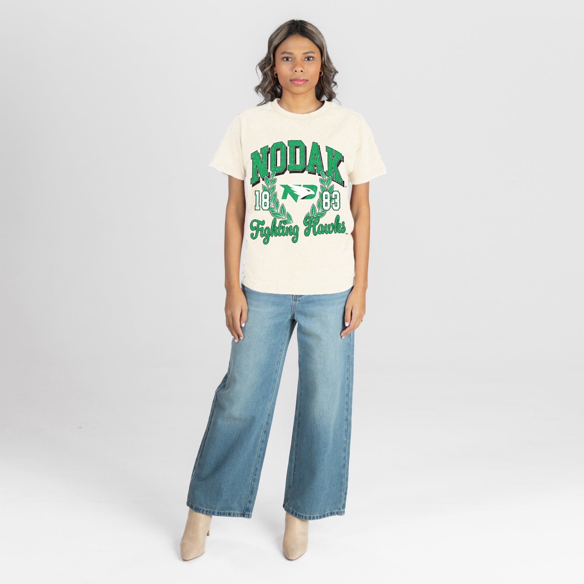 NORTH DAKOTA FIGHTING HAWKS RAISED ON VICTORY CLASSIC FIT COTTON BLEND CREWNECK TEE
