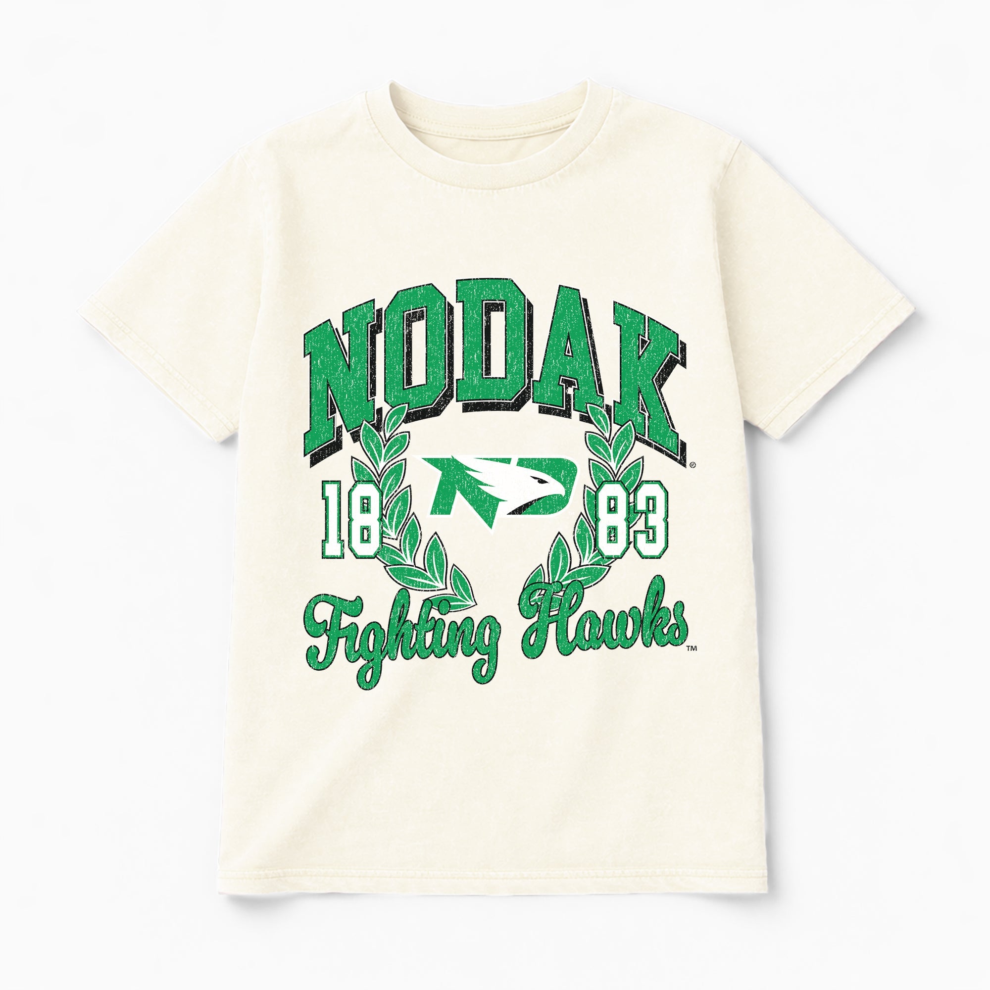 NORTH DAKOTA FIGHTING HAWKS RAISED ON VICTORY CLASSIC FIT COTTON BLEND CREWNECK TEE
