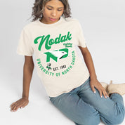 NORTH DAKOTA FIGHTING HAWKS YOU KNOW OUR NAME CLASSIC FIT COTTON BLEND CREWNECK TEE