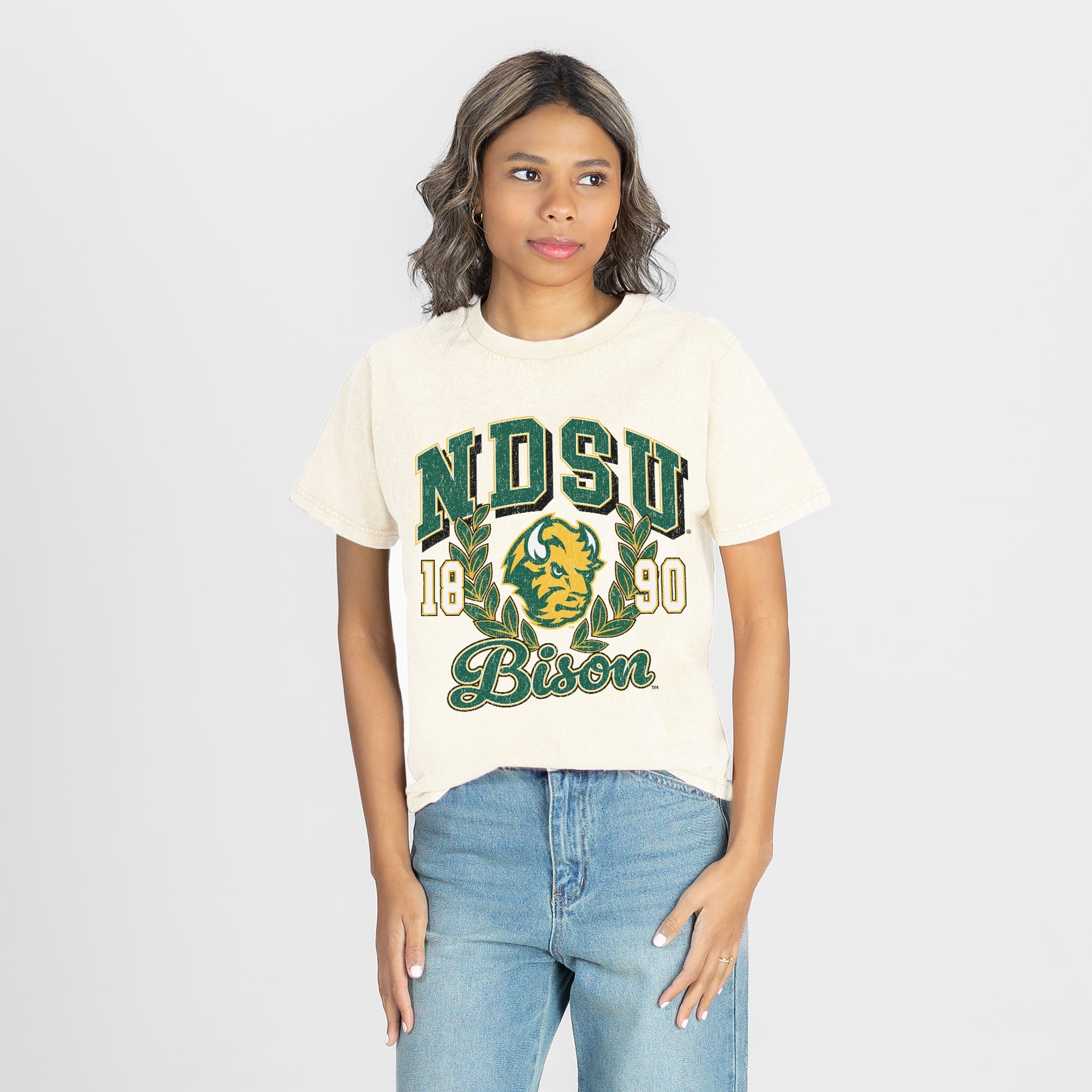 NORTH DAKOTA STATE BISON RAISED ON VICTORY CLASSIC FIT COTTON BLEND CREWNECK TEE