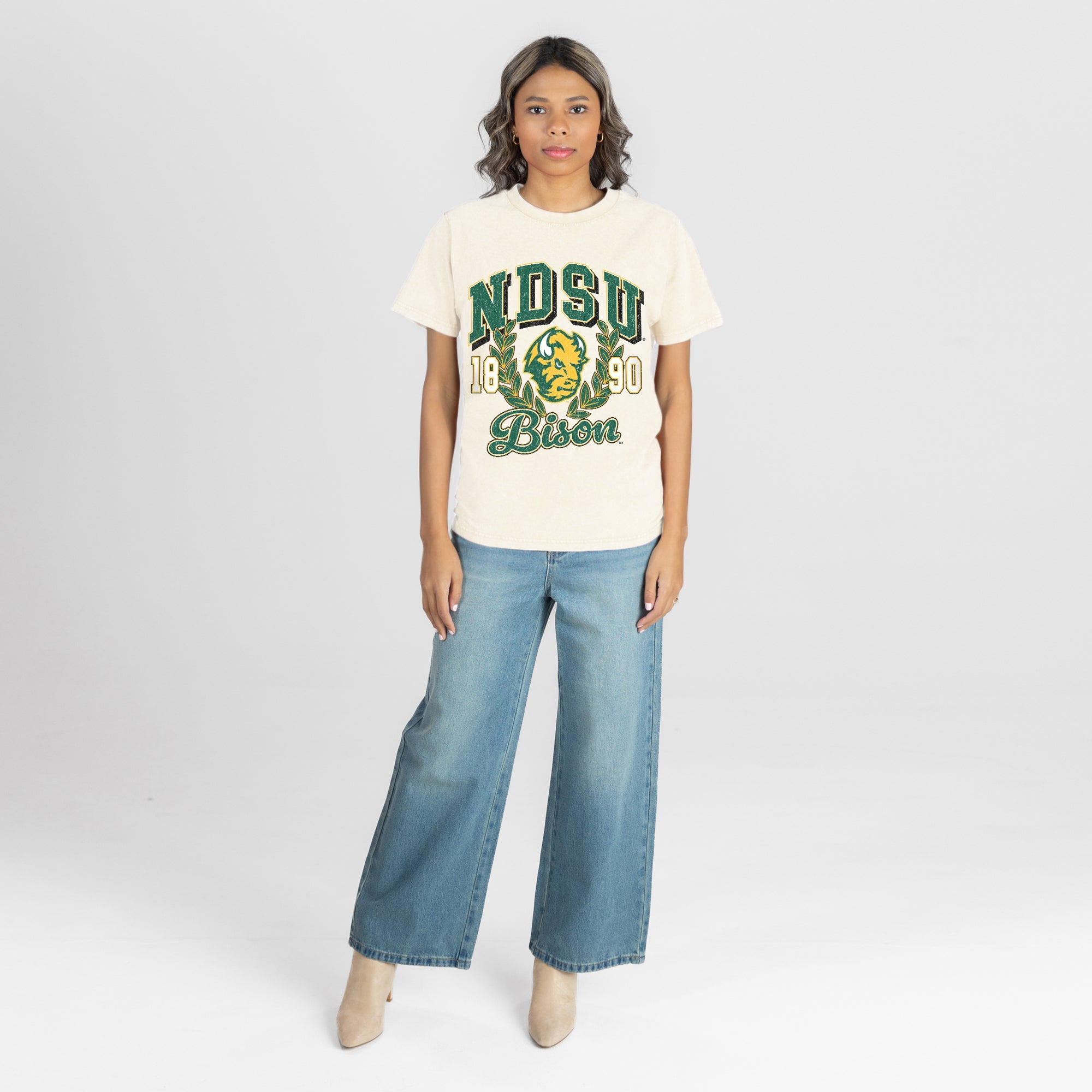 NORTH DAKOTA STATE BISON RAISED ON VICTORY CLASSIC FIT COTTON BLEND CREWNECK TEE