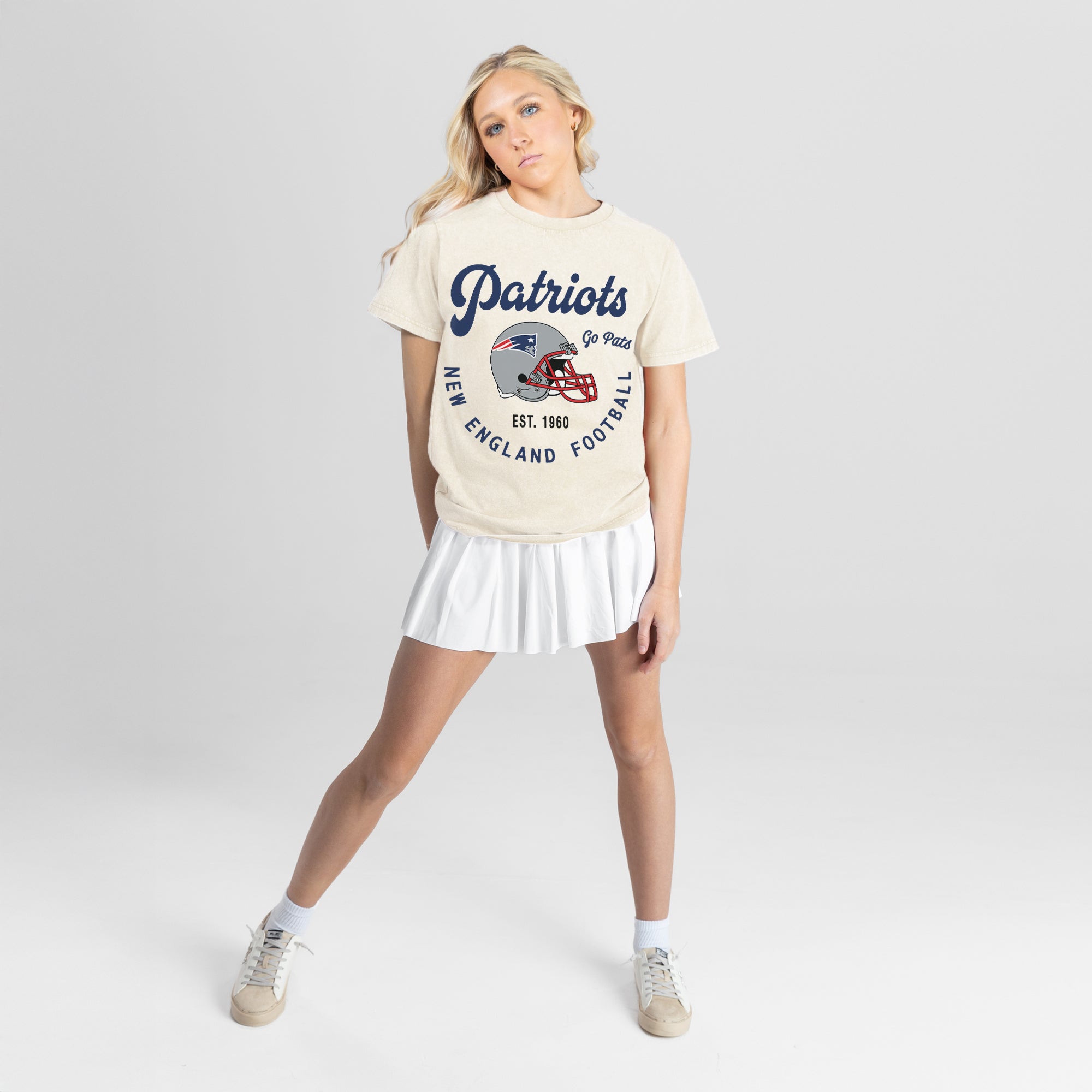 NEW ENGLAND PATRIOTS YOU KNOW OUR NAME CLASSIC FIT COTTON BLEND CREWNECK TEE