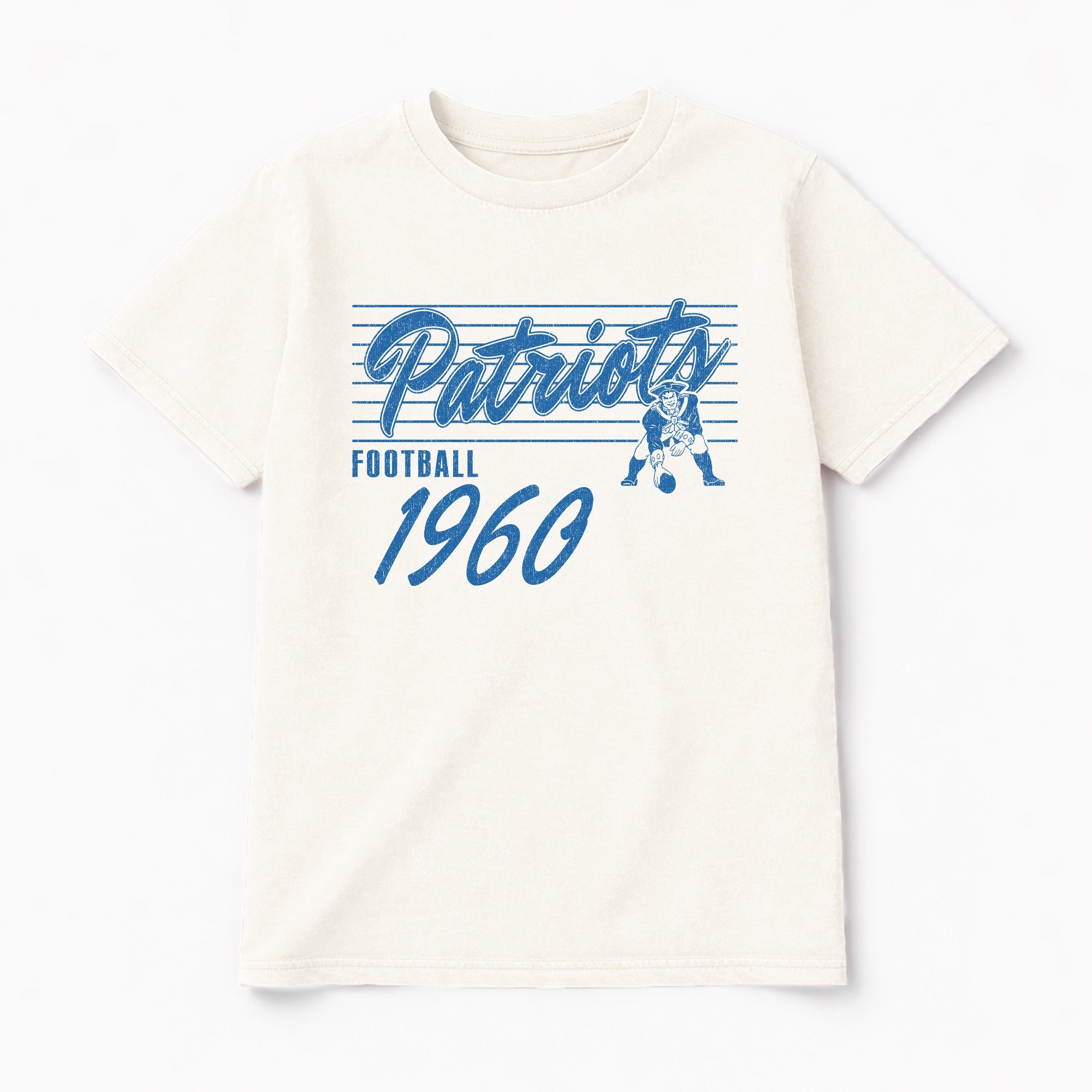 NEW ENGLAND PATRIOTS OLD SCHOOL CLASSIC FIT COTTON BLEND CREWNECK TEE