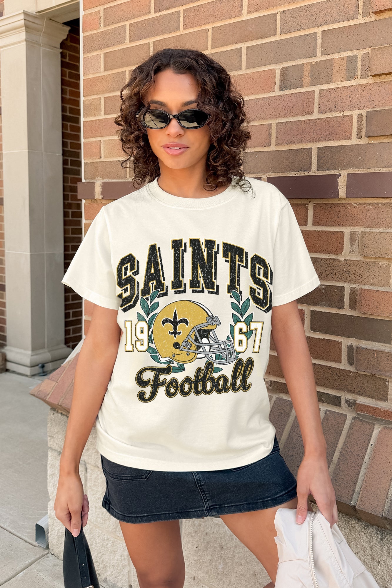 NEW ORLEANS SAINTS RAISED ON VICTORY CLASSIC FIT COTTON BLEND CREWNECK TEE