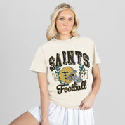 NEW ORLEANS SAINTS RAISED ON VICTORY CLASSIC FIT COTTON BLEND CREWNECK TEE