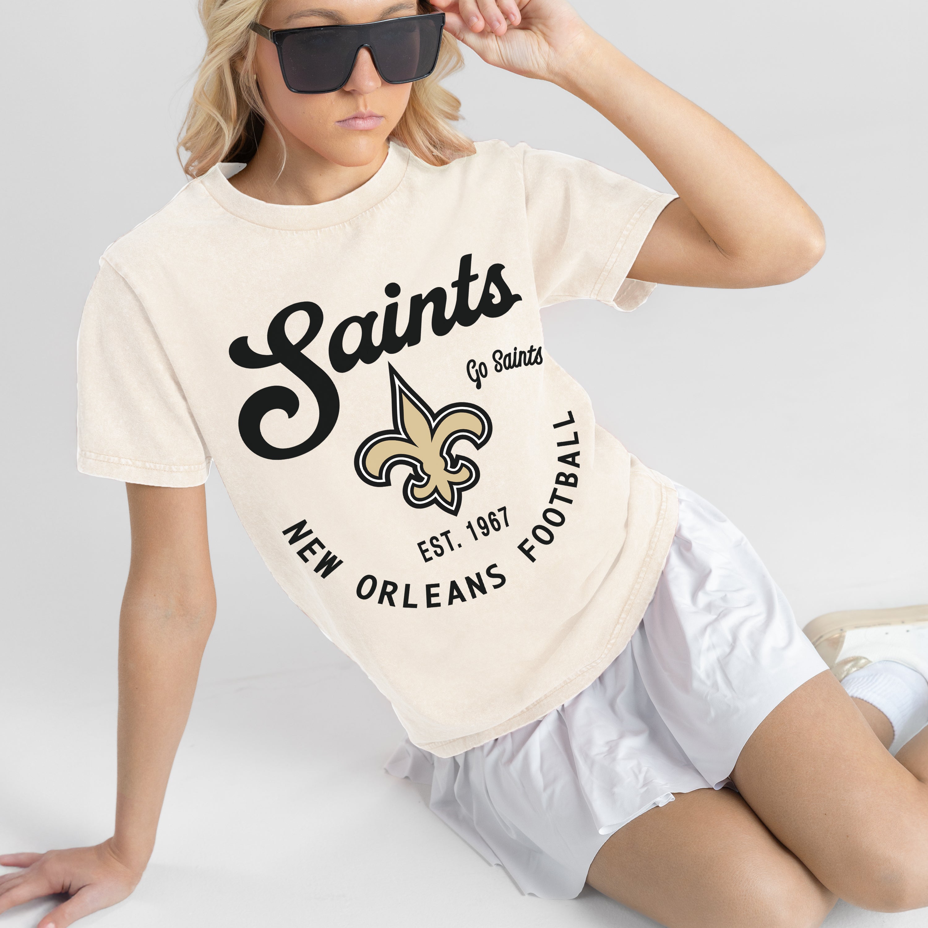 NEW ORLEANS SAINTS YOU KNOW OUR NAME CLASSIC FIT COTTON BLEND CREWNECK TEE