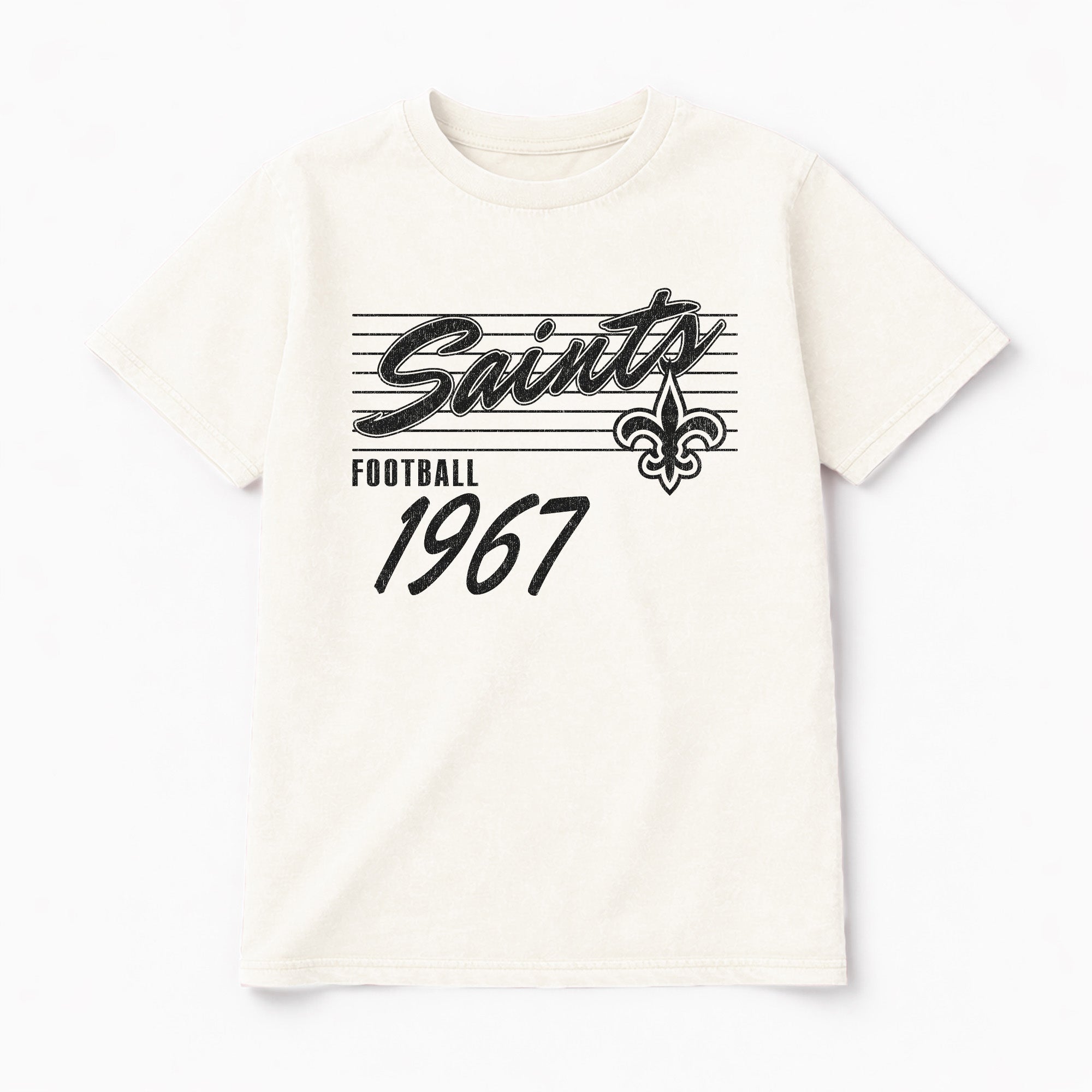 NEW ORLEANS SAINTS OLD SCHOOL CLASSIC FIT COTTON BLEND CREWNECK TEE