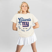 NEW YORK GIANTS YOU KNOW OUR NAME CLASSIC FIT COTTON BLEND CREWNECK TEE