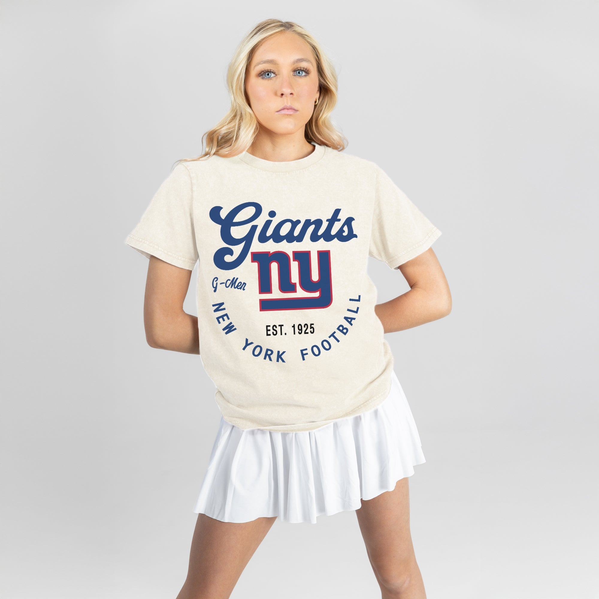 NEW YORK GIANTS YOU KNOW OUR NAME CLASSIC FIT COTTON BLEND CREWNECK TEE