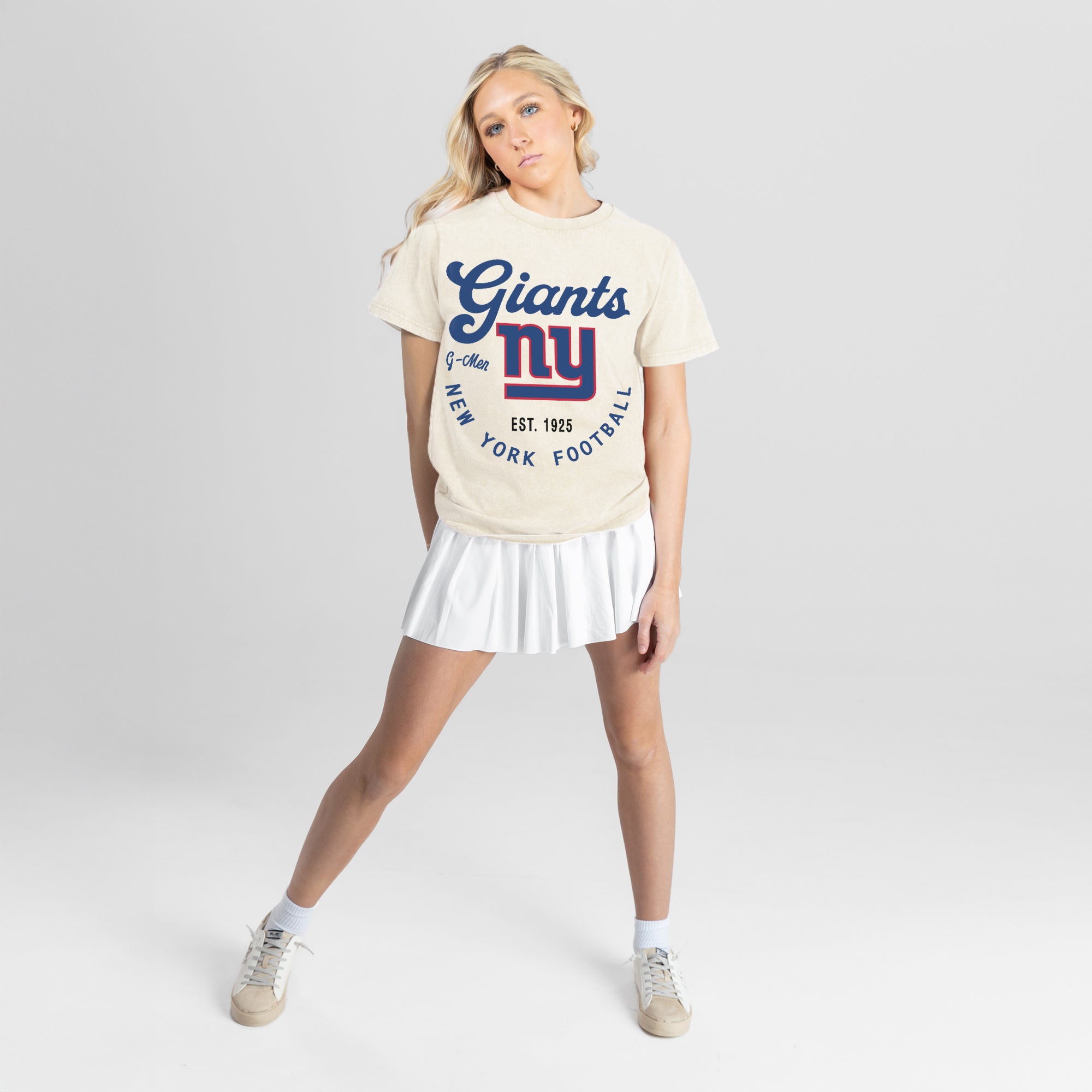 NEW YORK GIANTS YOU KNOW OUR NAME CLASSIC FIT COTTON BLEND CREWNECK TEE